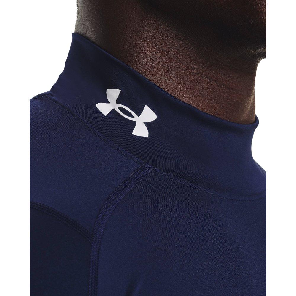 Under Armour Men's HeatGear Mock Neck Long Sleeve Compression Shirt - NAVY/WHITE Thumbnail View 3