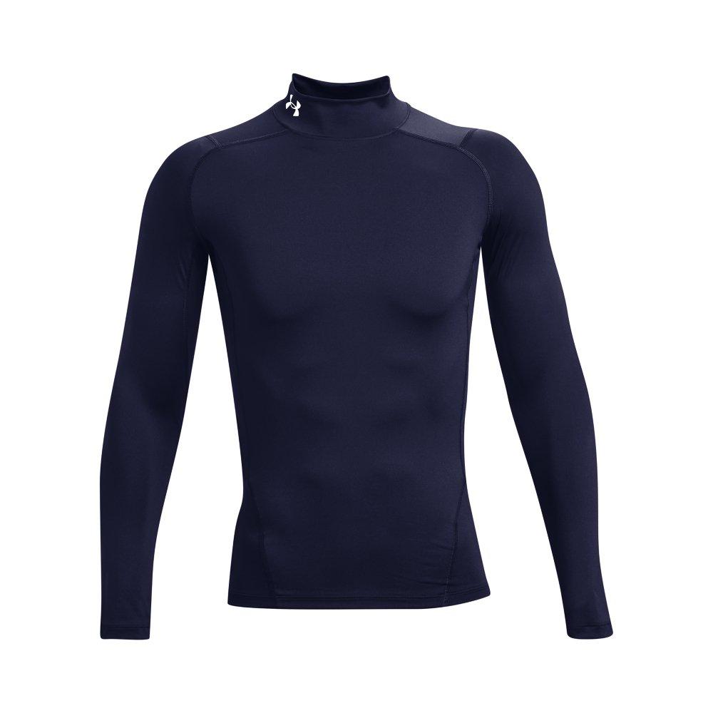 Under Armour Men's HeatGear Mock Neck Long Sleeve Compression Shirt - NAVY/WHITE Thumbnail View 5