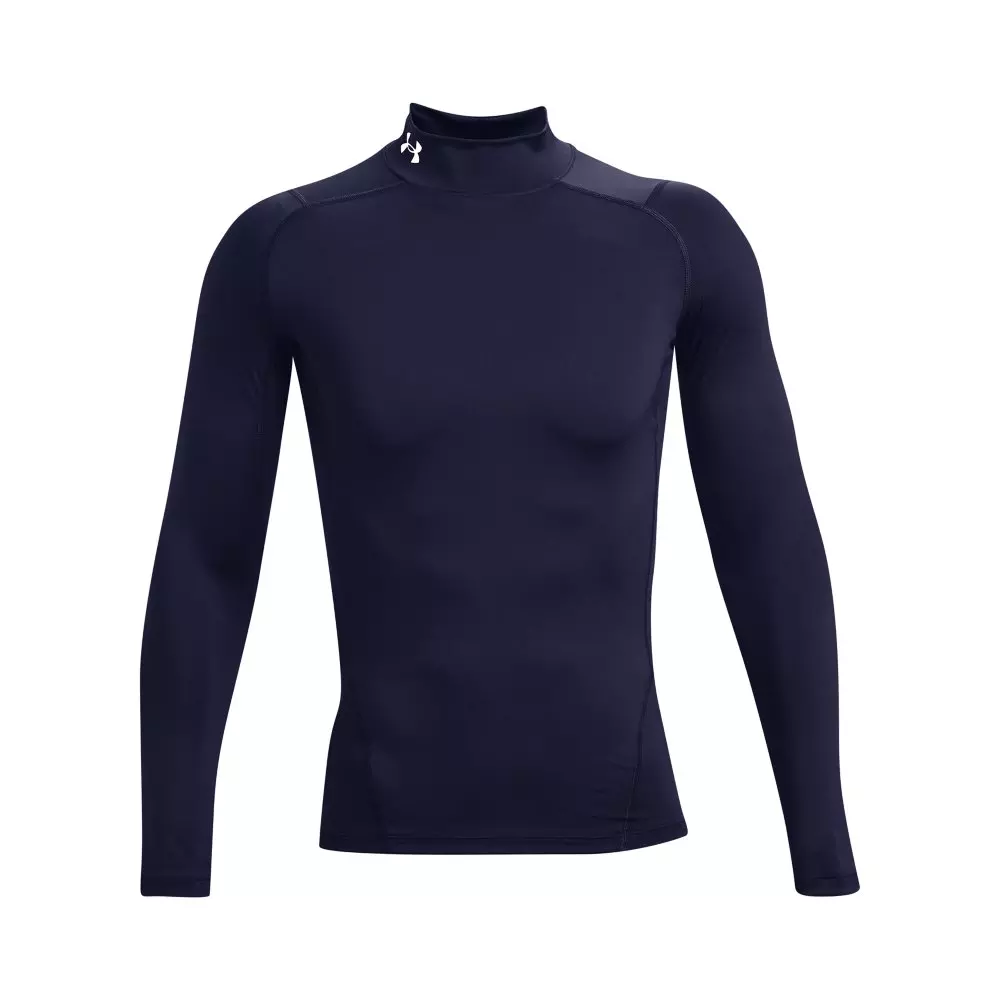 Under Armour Men's HeatGear Mock Neck Long Sleeve Compression Shirt - NAVY/WHITE