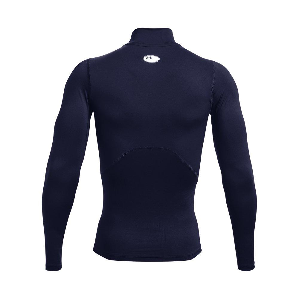 Under Armour Men's HeatGear Mock Neck Long Sleeve Compression Shirt - NAVY/WHITE Thumbnail View 6