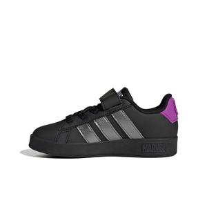 adidas Marvel Avengers Grand Court "Core Black/Iron Metallic/Purple Burst" Preschool Boys' Shoe - BLACK/IRON/PURPLE