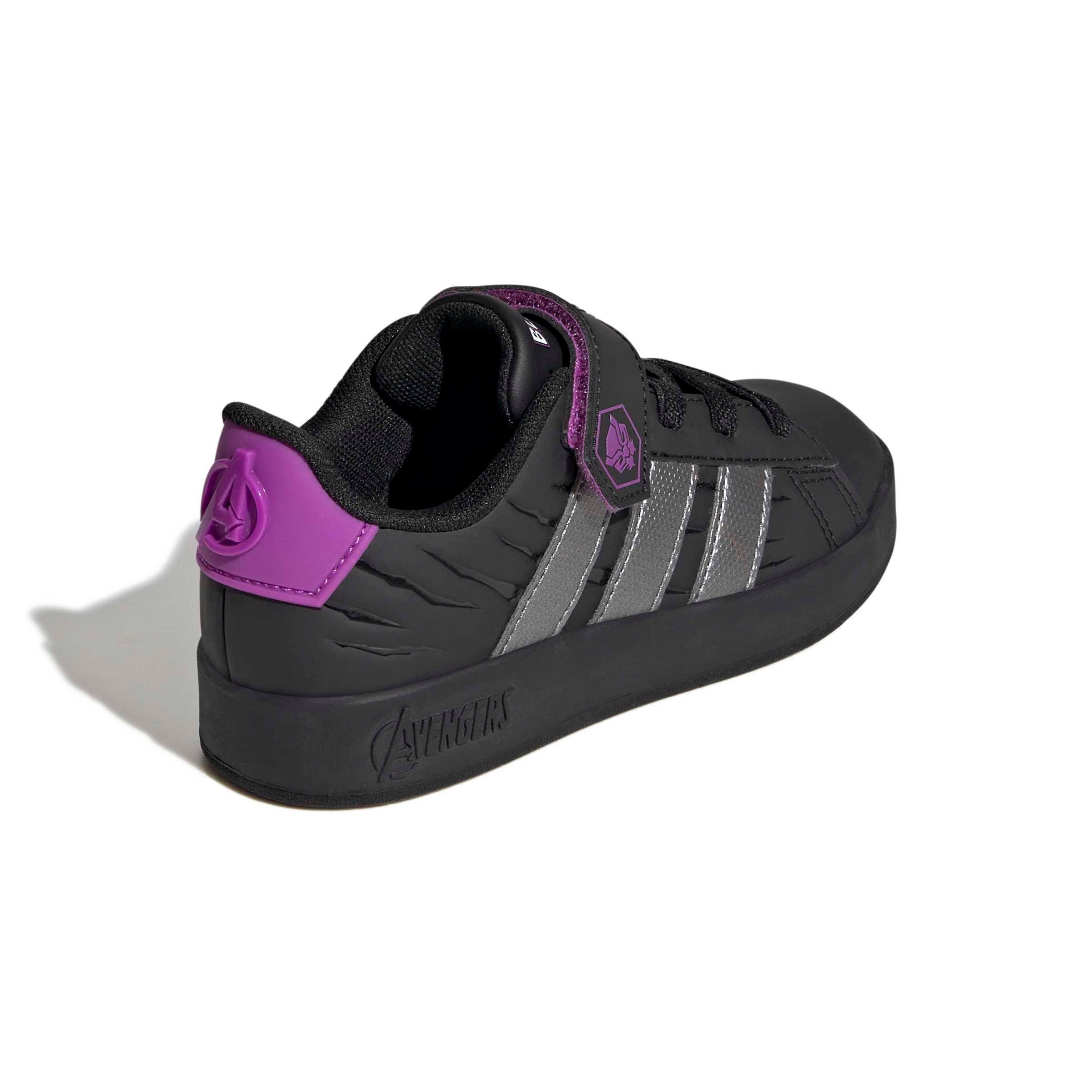 adidas Marvel Avengers Grand Court "Core Black/Iron Metallic/Purple Burst" Preschool Boys' Shoe - BLACK/IRON/PURPLE