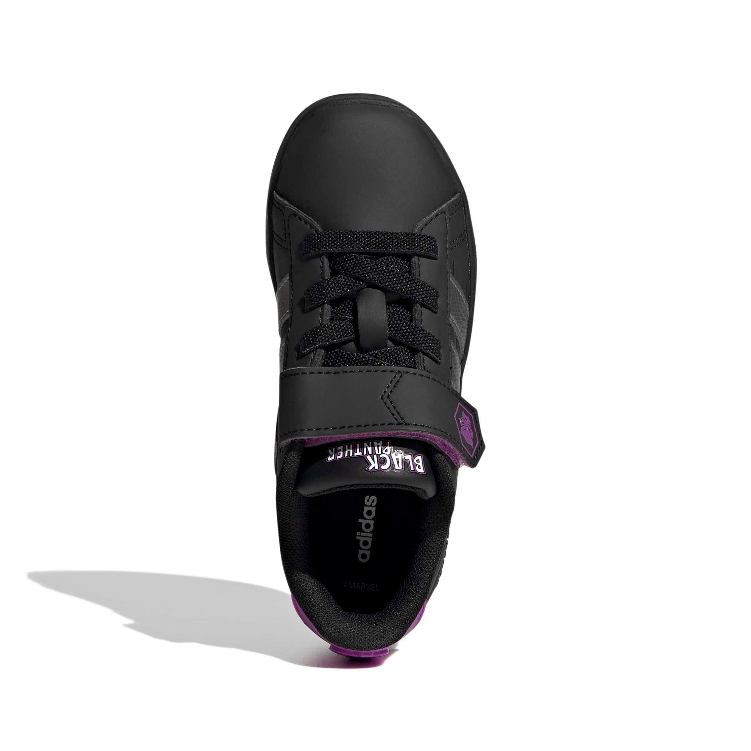 adidas Marvel Avengers Grand Court "Core Black/Iron Metallic/Purple Burst" Preschool Boys' Shoe - BLACK/IRON/PURPLE