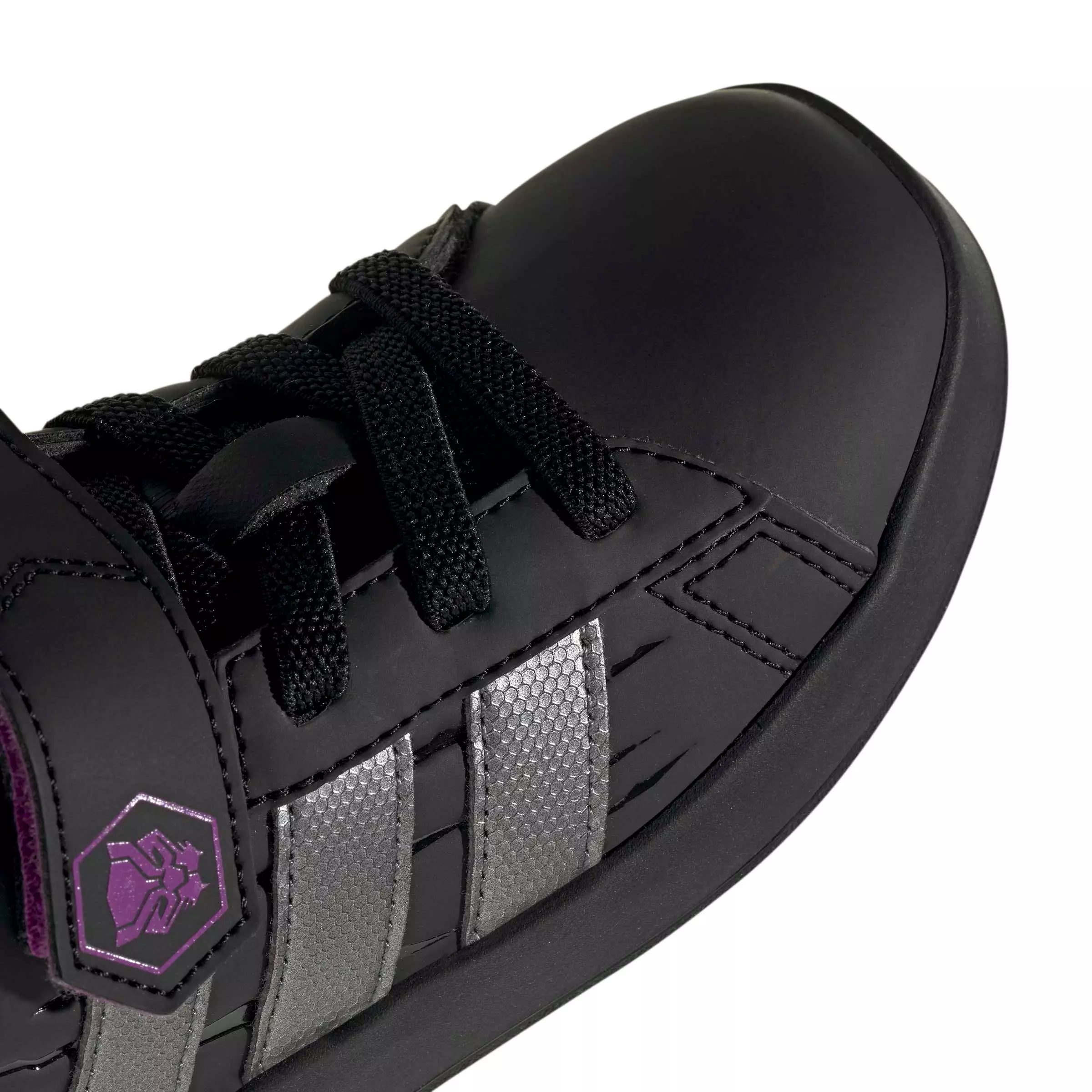 adidas Marvel Avengers Grand Court "Core Black/Iron Metallic/Purple Burst" Preschool Boys' Shoe - BLACK/IRON/PURPLE