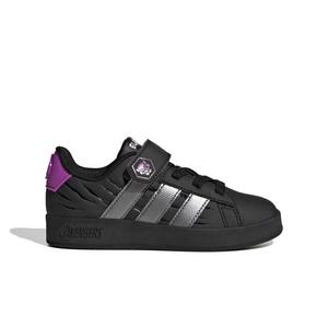 adidas Marvel Avengers Grand Court "Core Black/Iron Metallic/Purple Burst" Preschool Boys' Shoe - BLACK/IRON/PURPLE