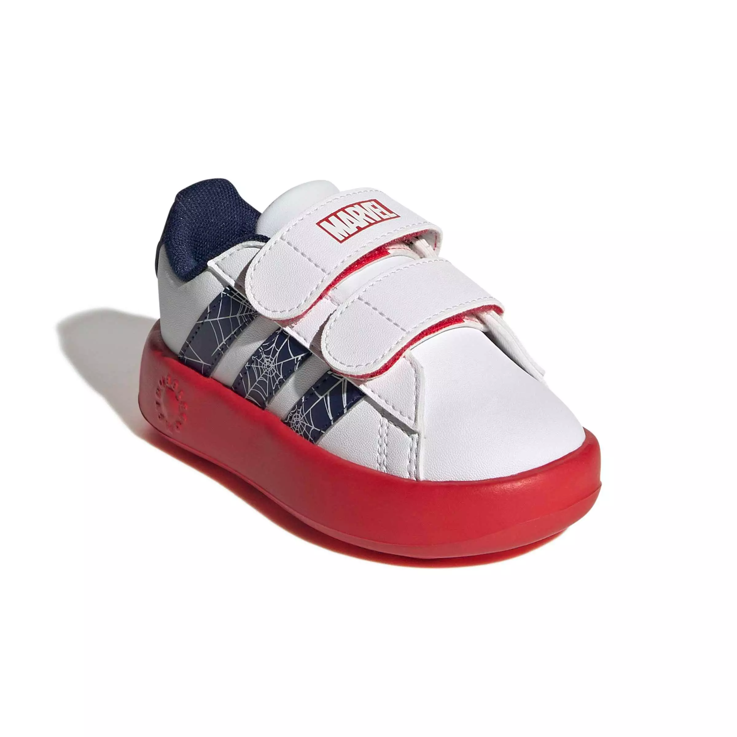 adidas Marvel Spider-Man Grand Court "Ftwr White/Dark Blue/Pure Ruby" Infant Boys' Shoe - WHITE/DK BLUE/RUBY