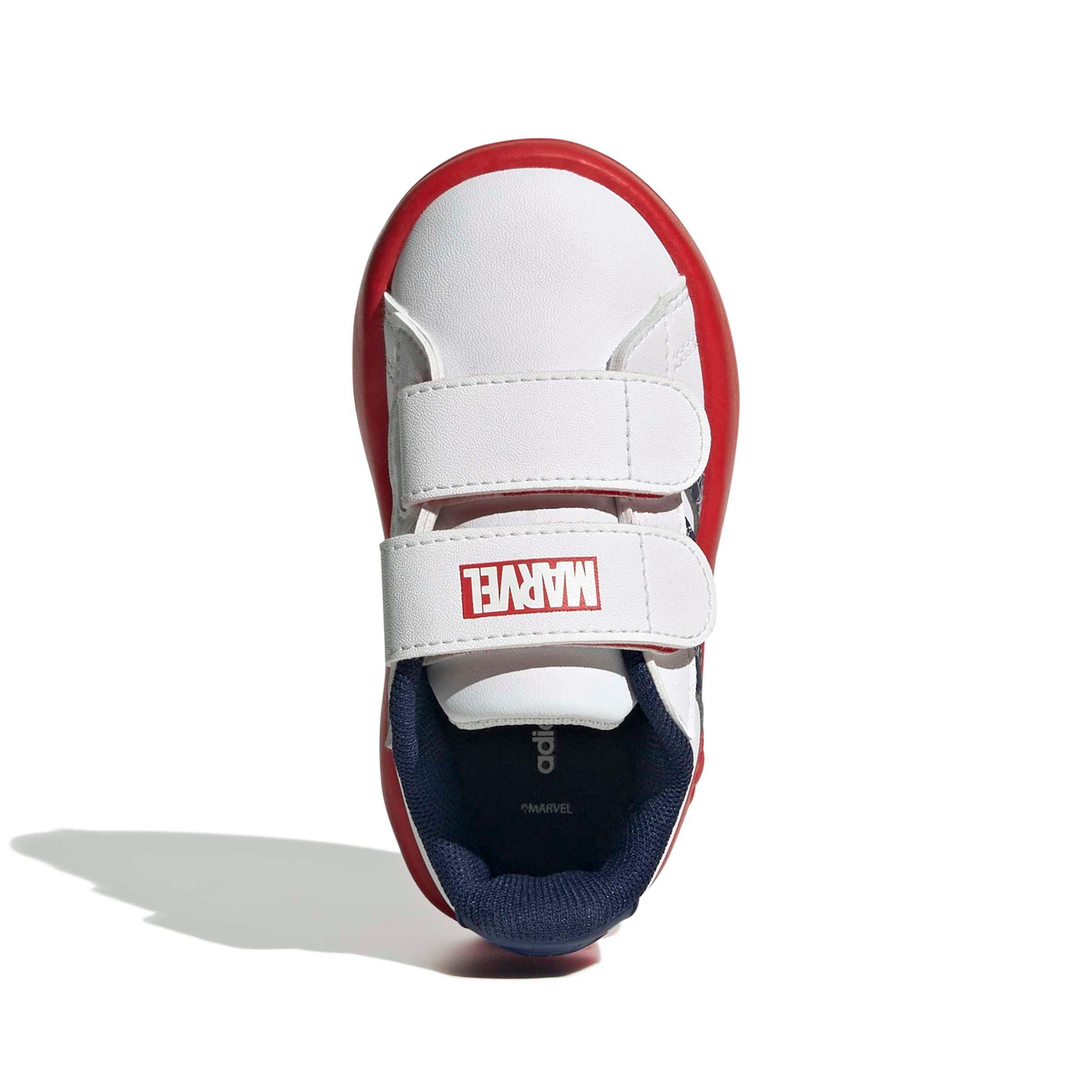 adidas Marvel Spider-Man Grand Court "Ftwr White/Dark Blue/Pure Ruby" Infant Boys' Shoe - WHITE/DK BLUE/RUBY