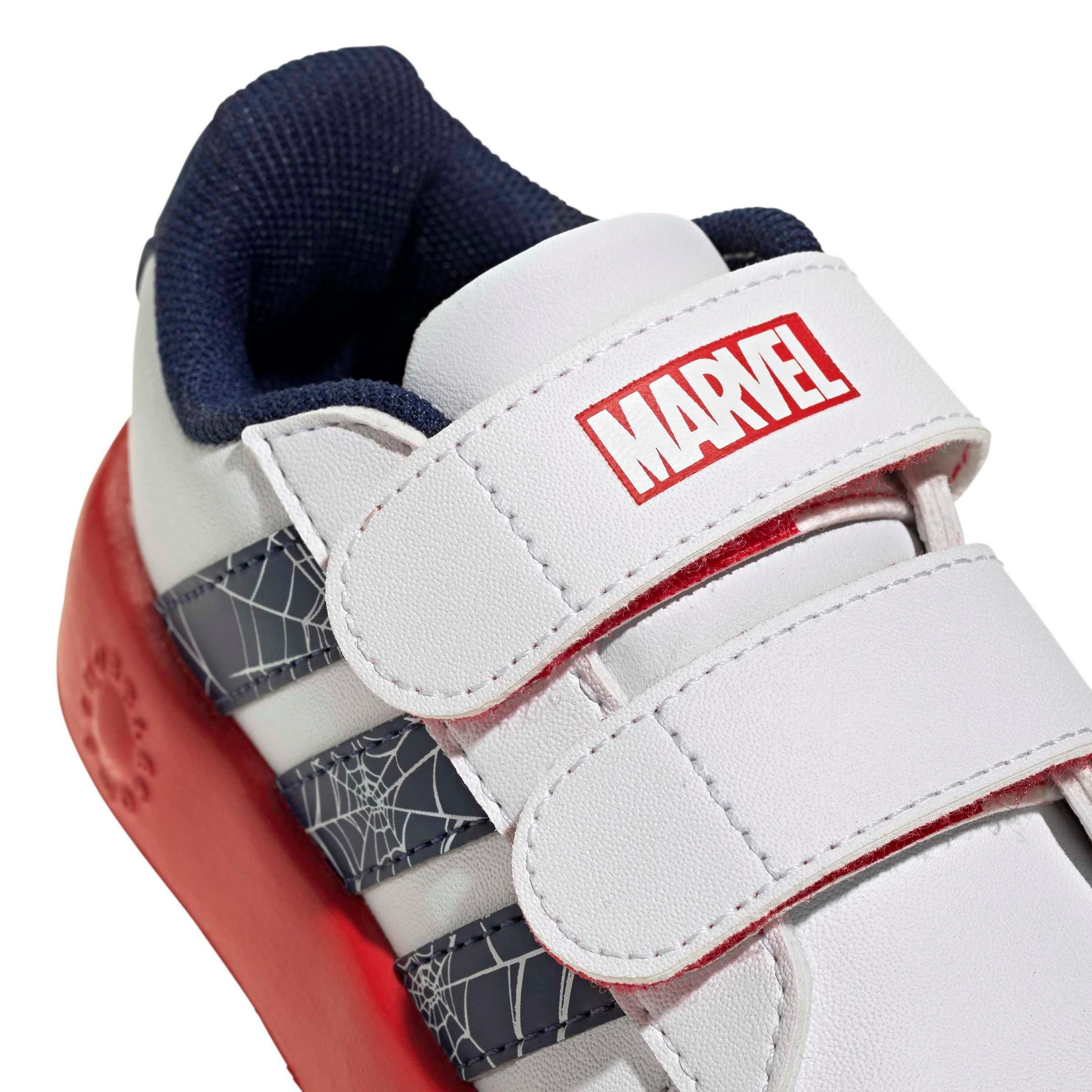 adidas Marvel Spider-Man Grand Court "Ftwr White/Dark Blue/Pure Ruby" Infant Boys' Shoe - WHITE/DK BLUE/RUBY