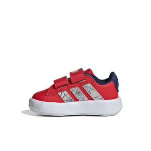 adidas Marvel Spider-Man Grand Court "Pure Ruby/Silver Metallic/Dark Blue" Infant Boys' Shoe - RUBY/SILVER/DK BLUE