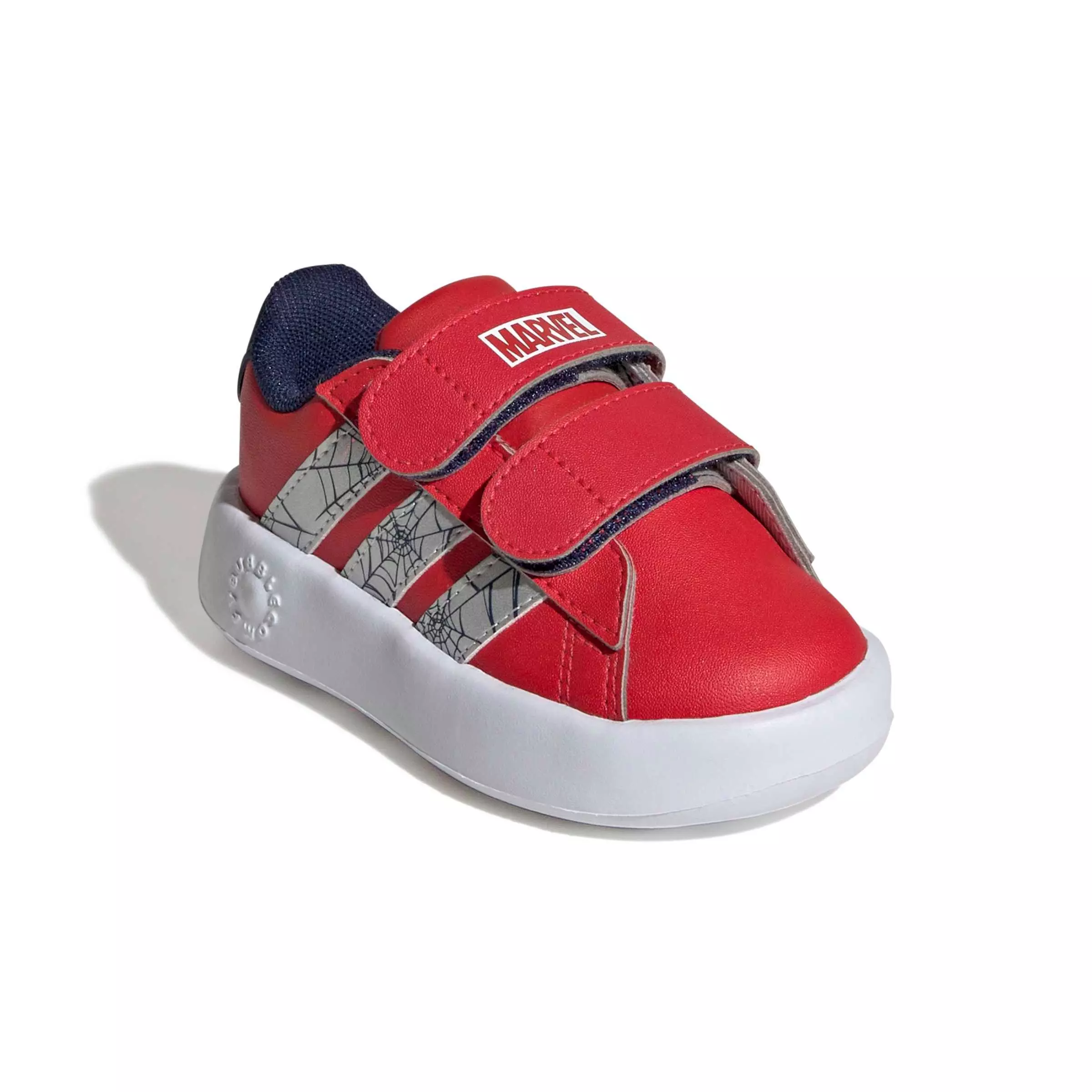 adidas Marvel Spider-Man Grand Court "Pure Ruby/Silver Metallic/Dark Blue" Infant Boys' Shoe - RUBY/SILVER/DK BLUE