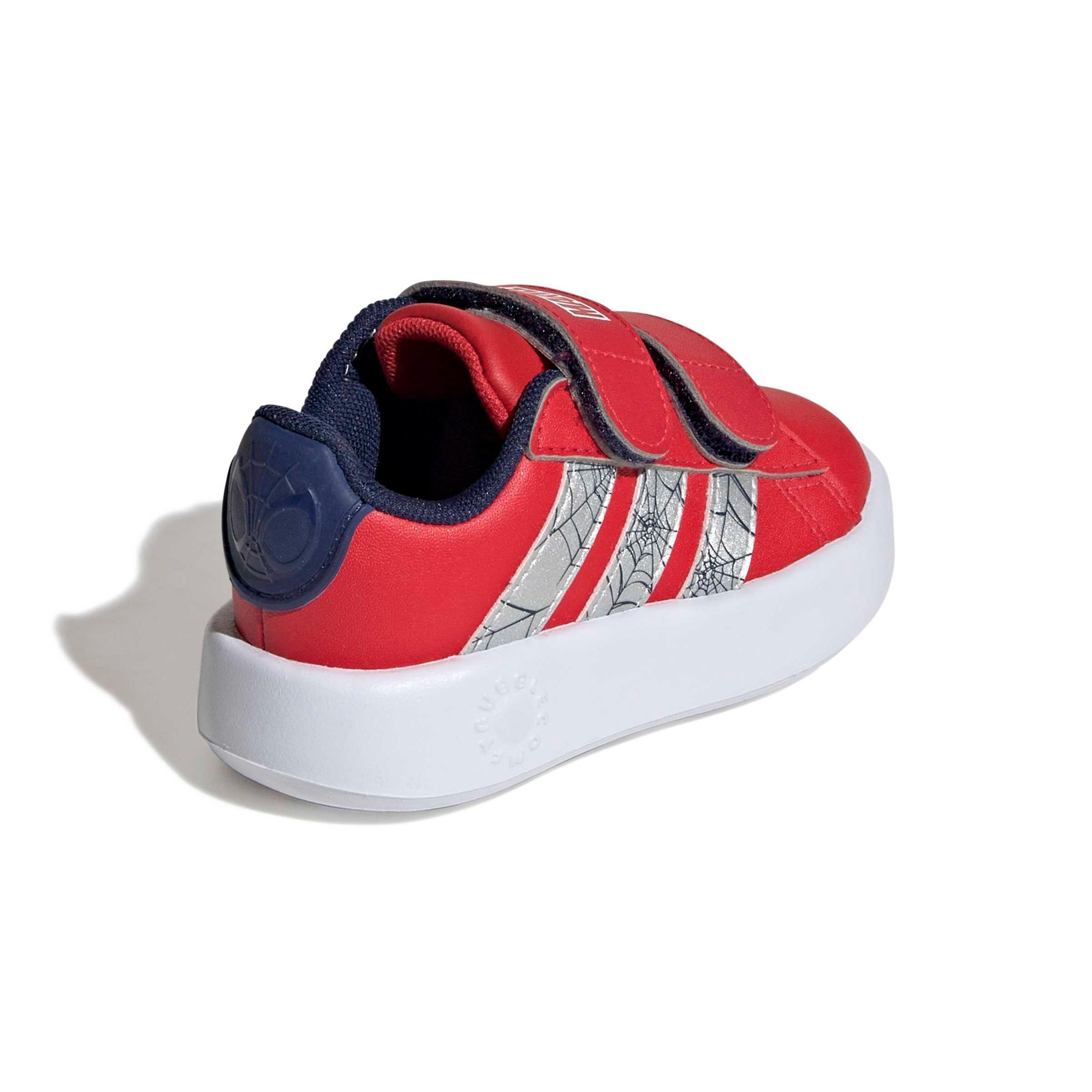 adidas Marvel Spider-Man Grand Court "Pure Ruby/Silver Metallic/Dark Blue" Infant Boys' Shoe - RUBY/SILVER/DK BLUE