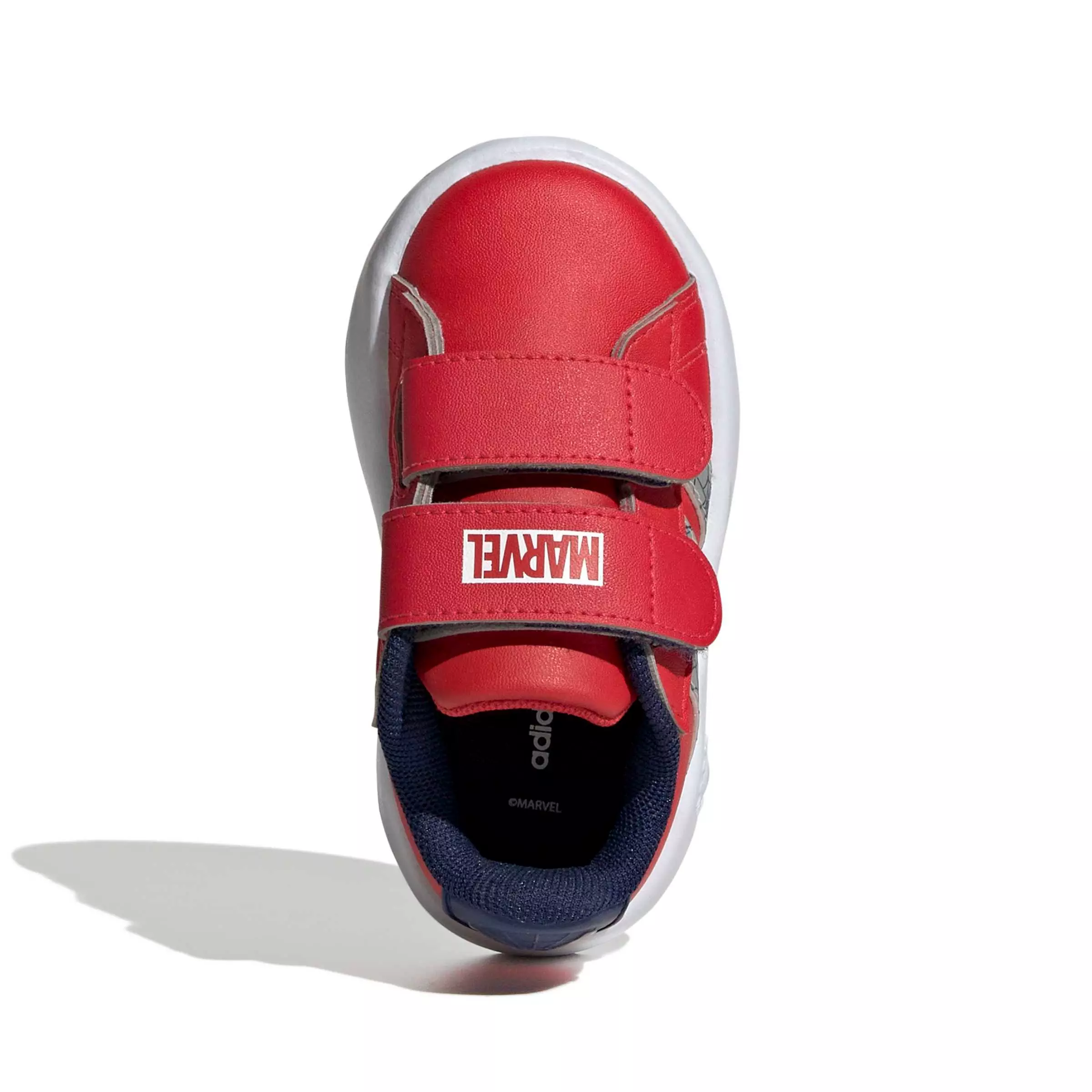 adidas Marvel Spider-Man Grand Court "Pure Ruby/Silver Metallic/Dark Blue" Infant Boys' Shoe - RUBY/SILVER/DK BLUE
