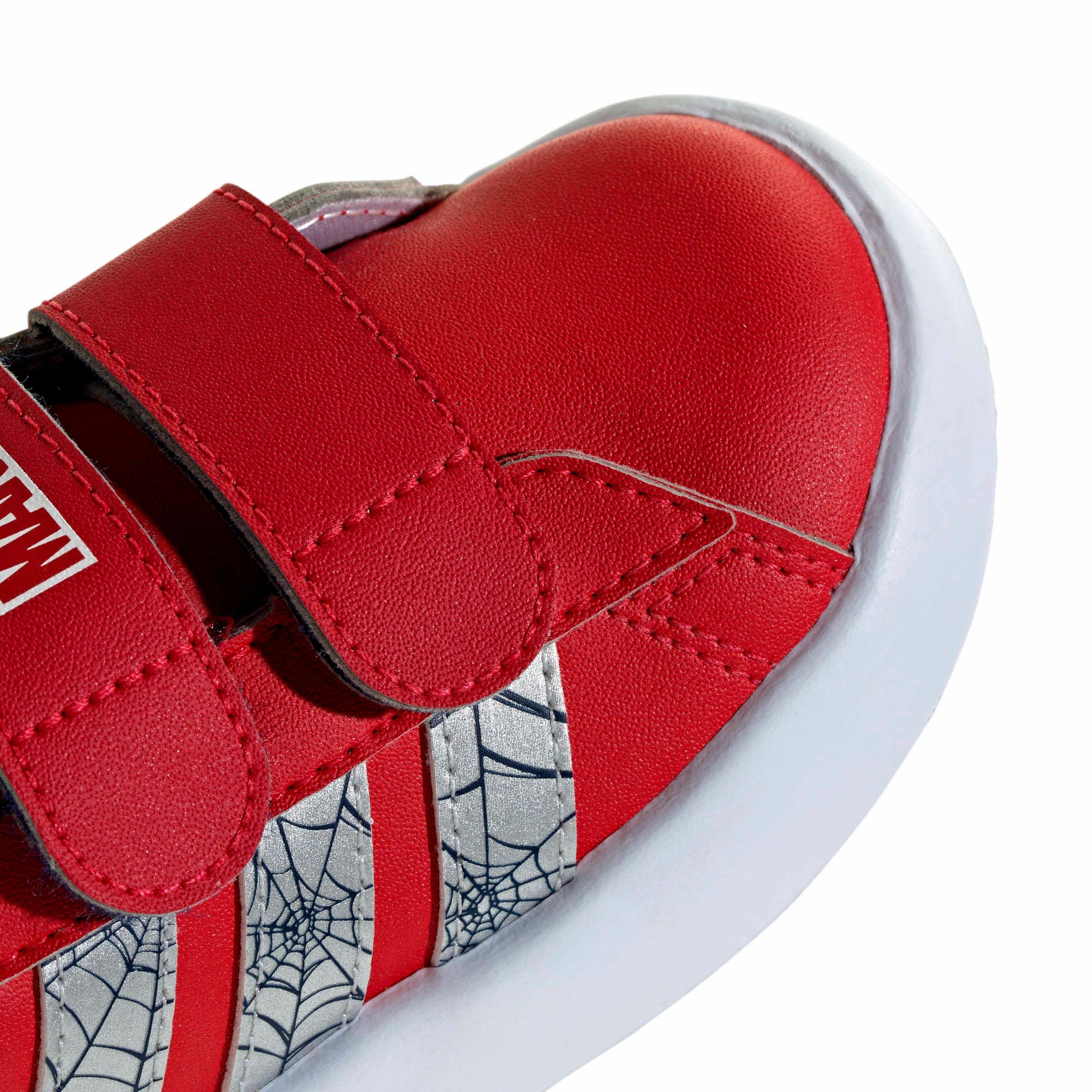 adidas Marvel Spider-Man Grand Court "Pure Ruby/Silver Metallic/Dark Blue" Infant Boys' Shoe - RUBY/SILVER/DK BLUE