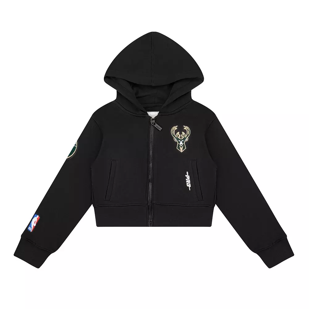 Pro Standard Little Girls'​ NBA Milwaukee Bucks Classic Logo Jacket - Black​ - BLACK