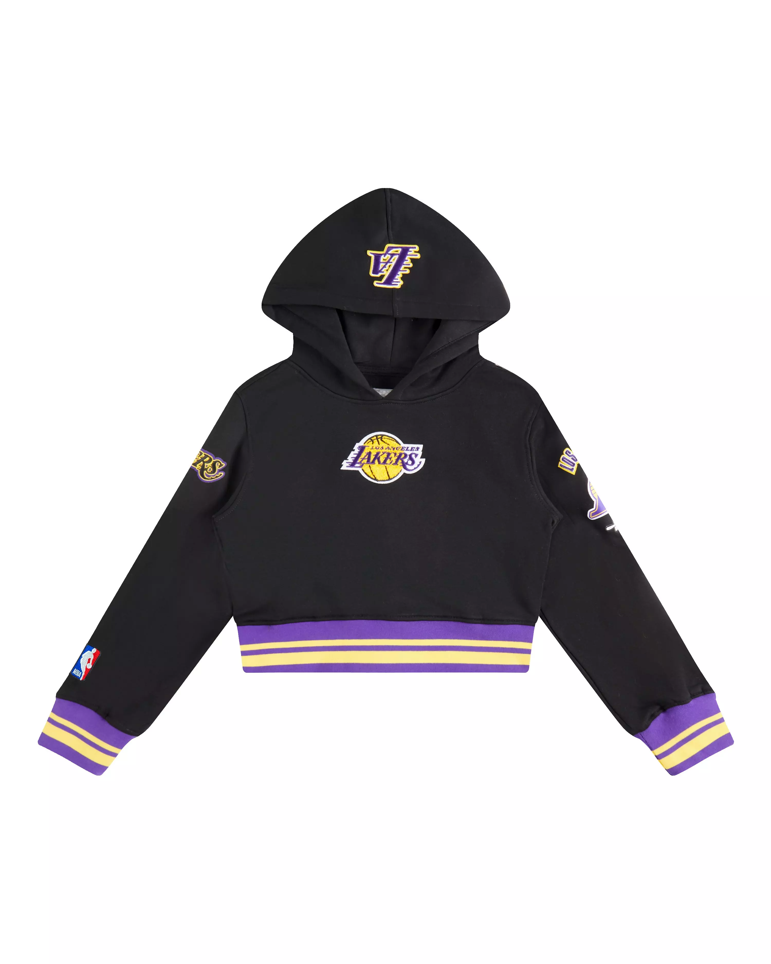 Pro Standard Little Girls' NBA Los Angeles Lakers Retro Rib Fleece PullOver Hoodie - Black/Purple - BLACK/PURPLE