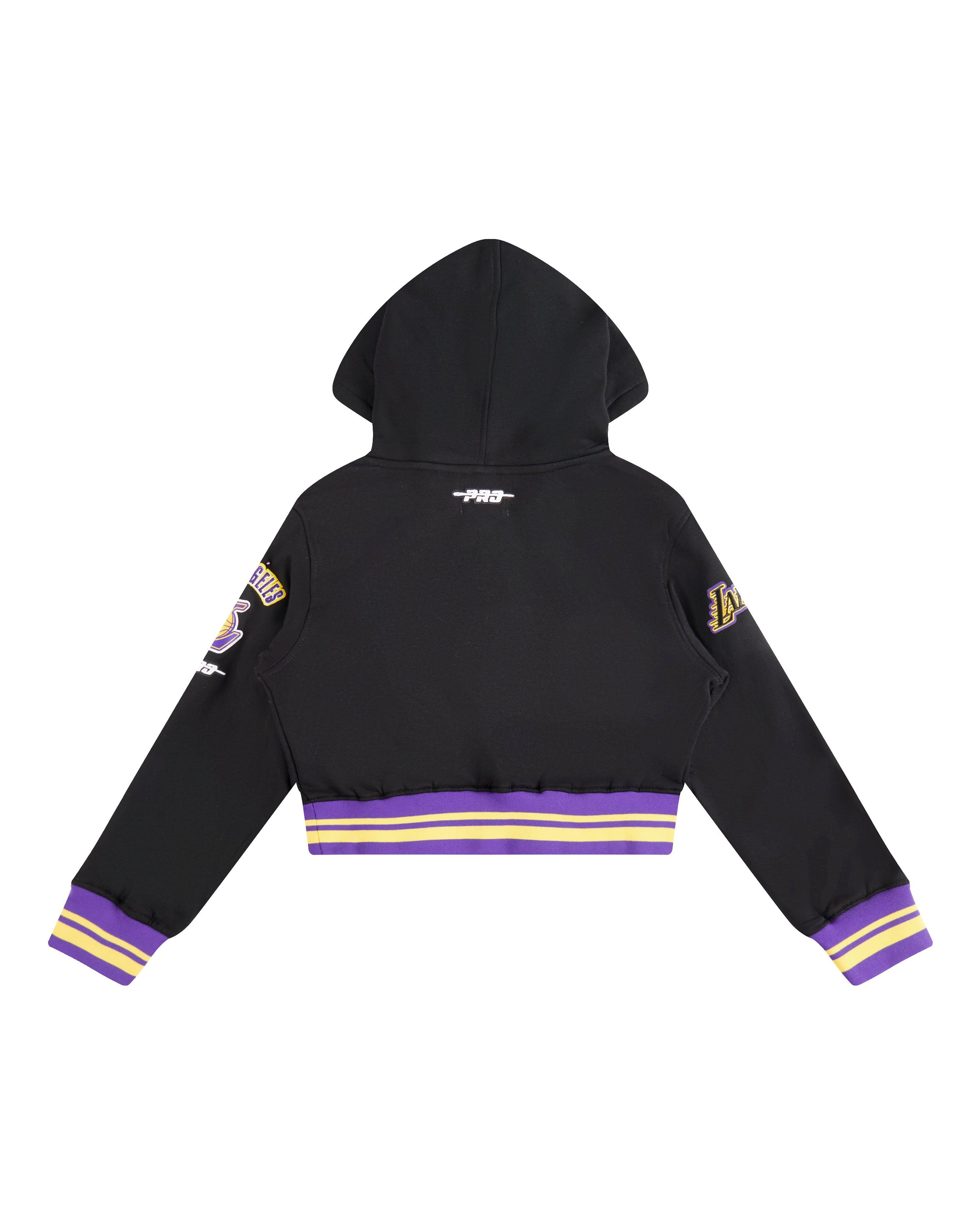Pro Standard Little Girls' NBA Los Angeles Lakers Retro Rib Fleece PullOver Hoodie -Black/Purple - BLACK/PURPLE Thumbnail View 2