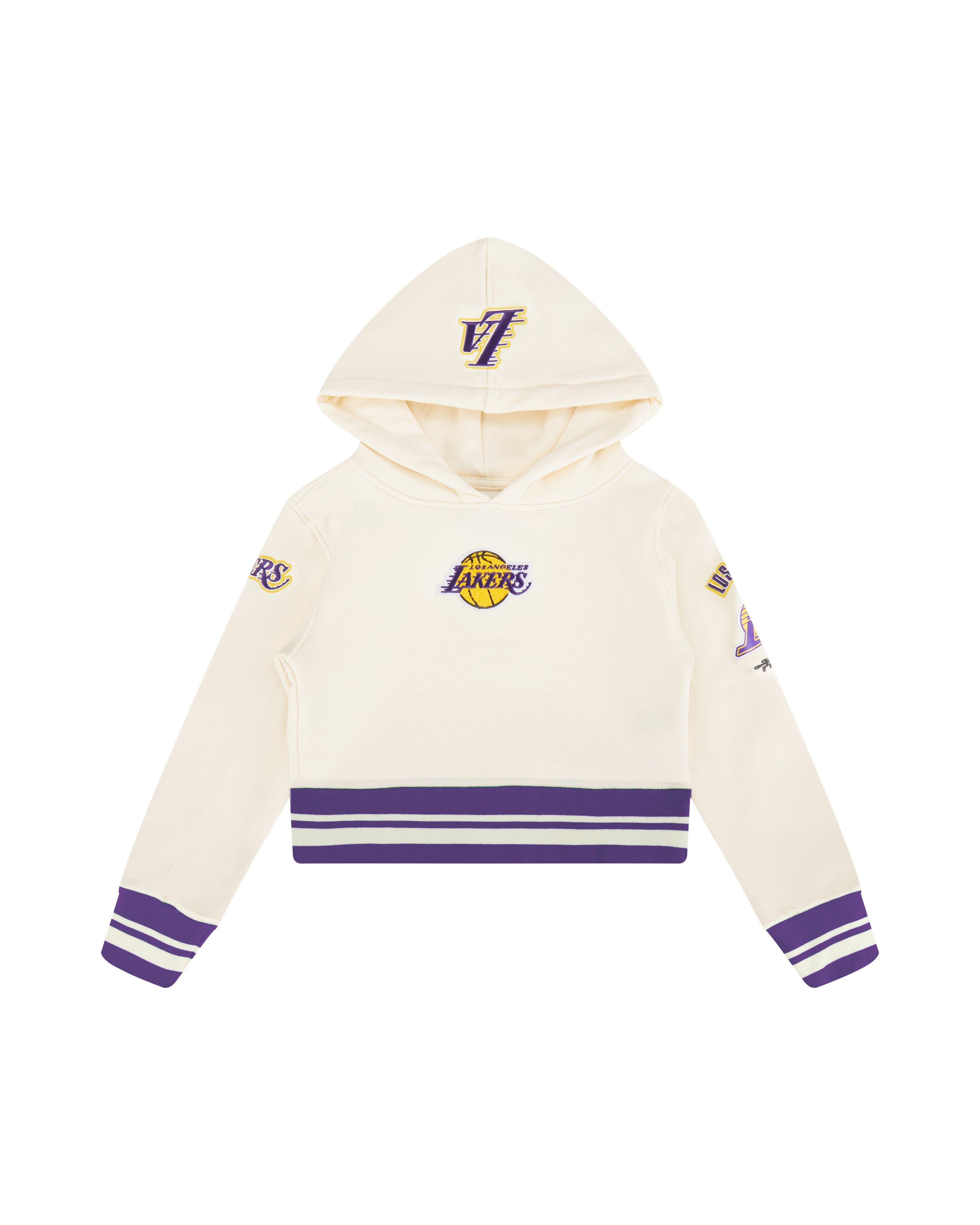 Pro Standard Little Girls' NBA LA Lakers Retro Classics Rib Fleece PO Hoodie - White/Purple - WHITE/PURPLE Thumbnail View 1