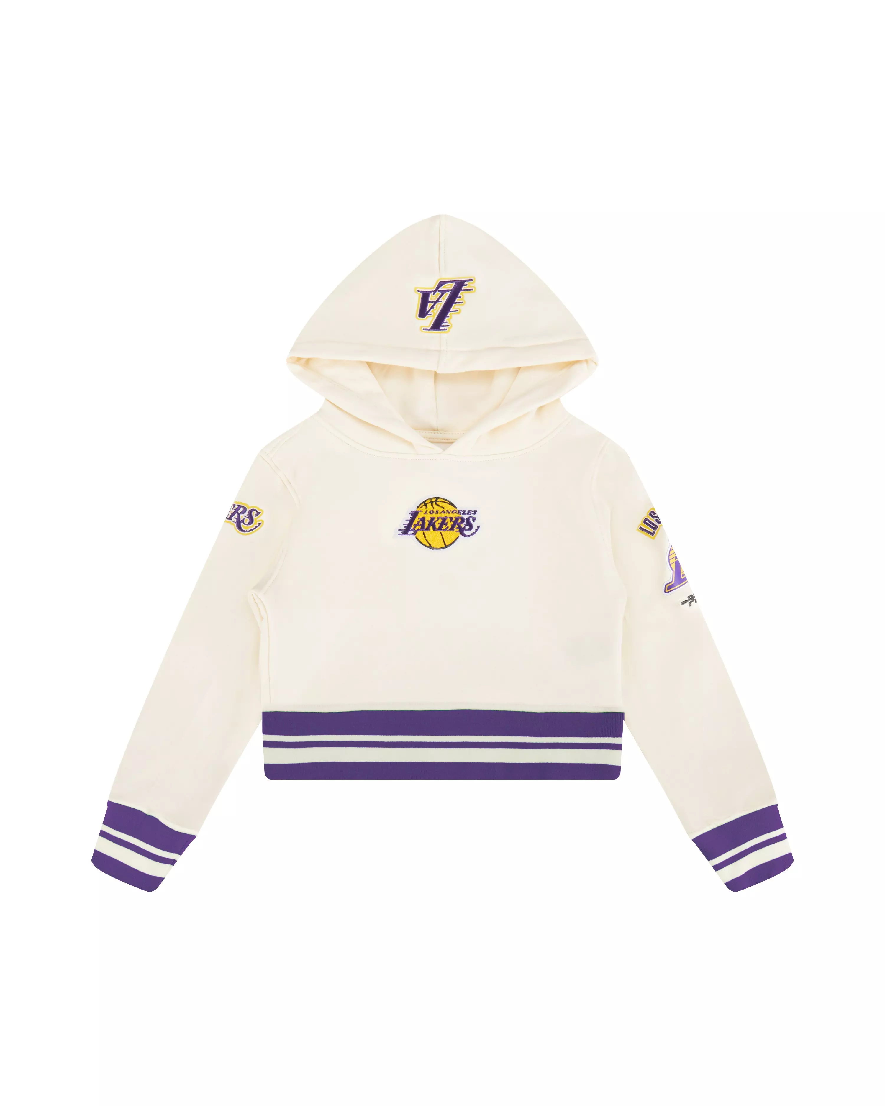 Pro Standard Little Girls' NBA LA Lakers Retro Classics Rib Fleece PO Hoodie - White/Purple - WHITE/PURPLE