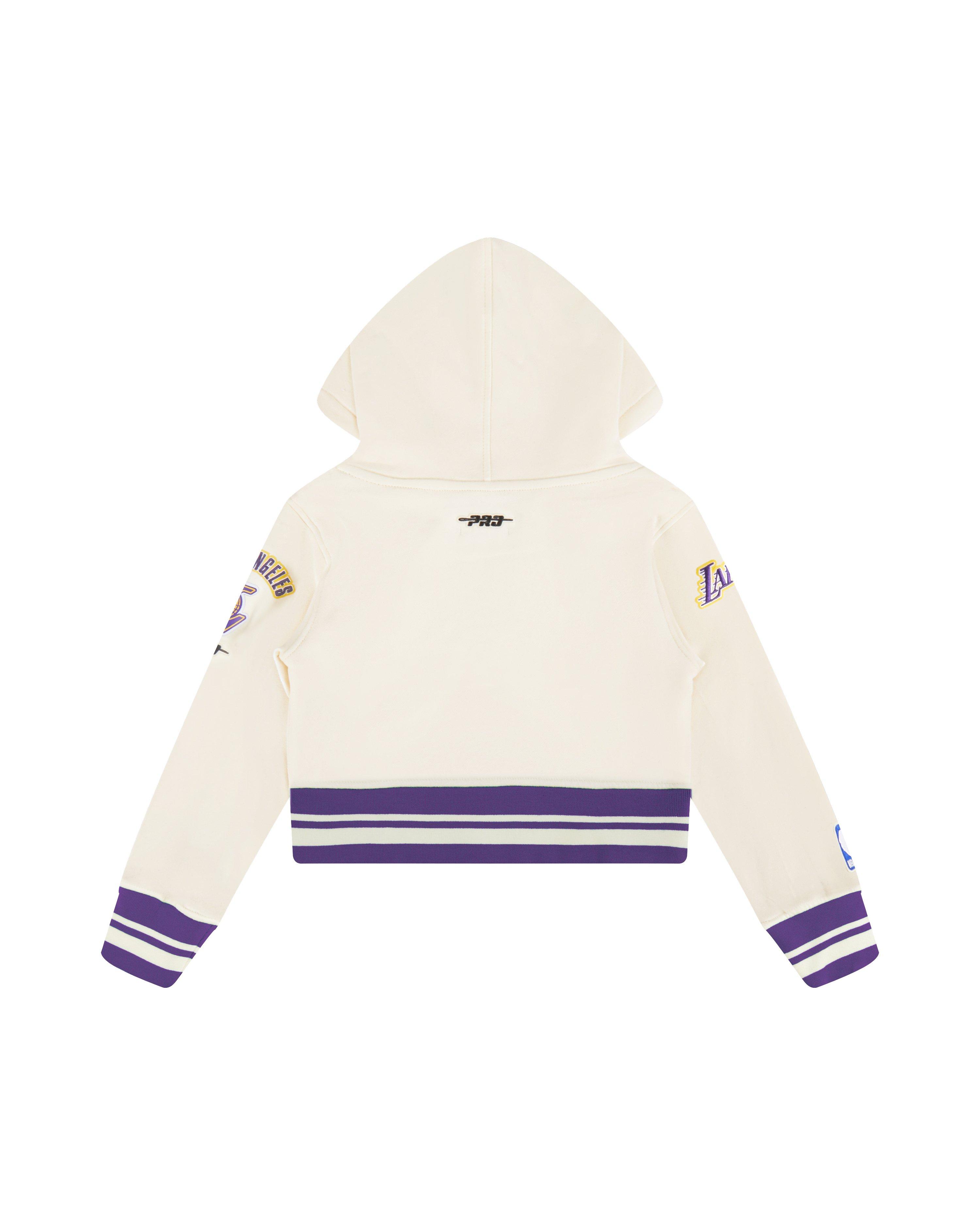 Pro Standard Little Girls' NBA LA Lakers Retro Classics Rib Fleece PO Hoodie -White/Purple - WHITE/PURPLE Thumbnail View 2