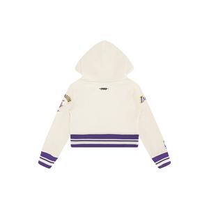 Pro Standard Little Girls' NBA LA Lakers Retro Classics Rib Fleece PO Hoodie -White/Purple