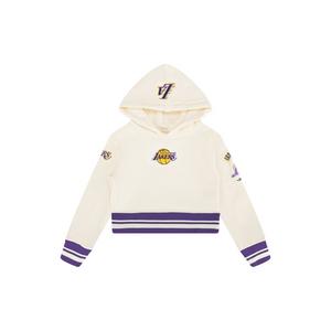 Pro Standard Little Girls' NBA LA Lakers Retro Classics Rib Fleece PO Hoodie -White/Purple