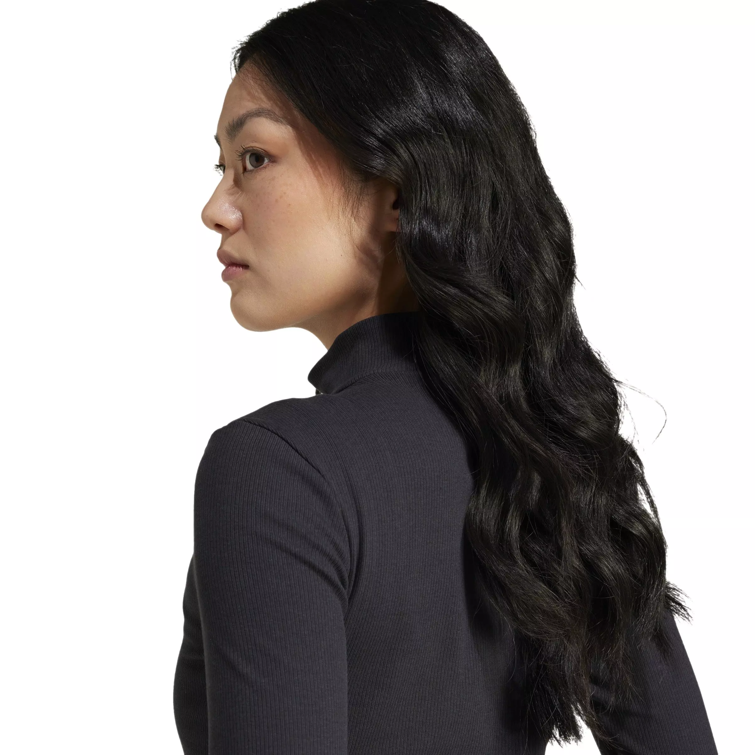 adidas Originals Women's Essentials Ribbed Full-Zip Track Top-Black - BLACK