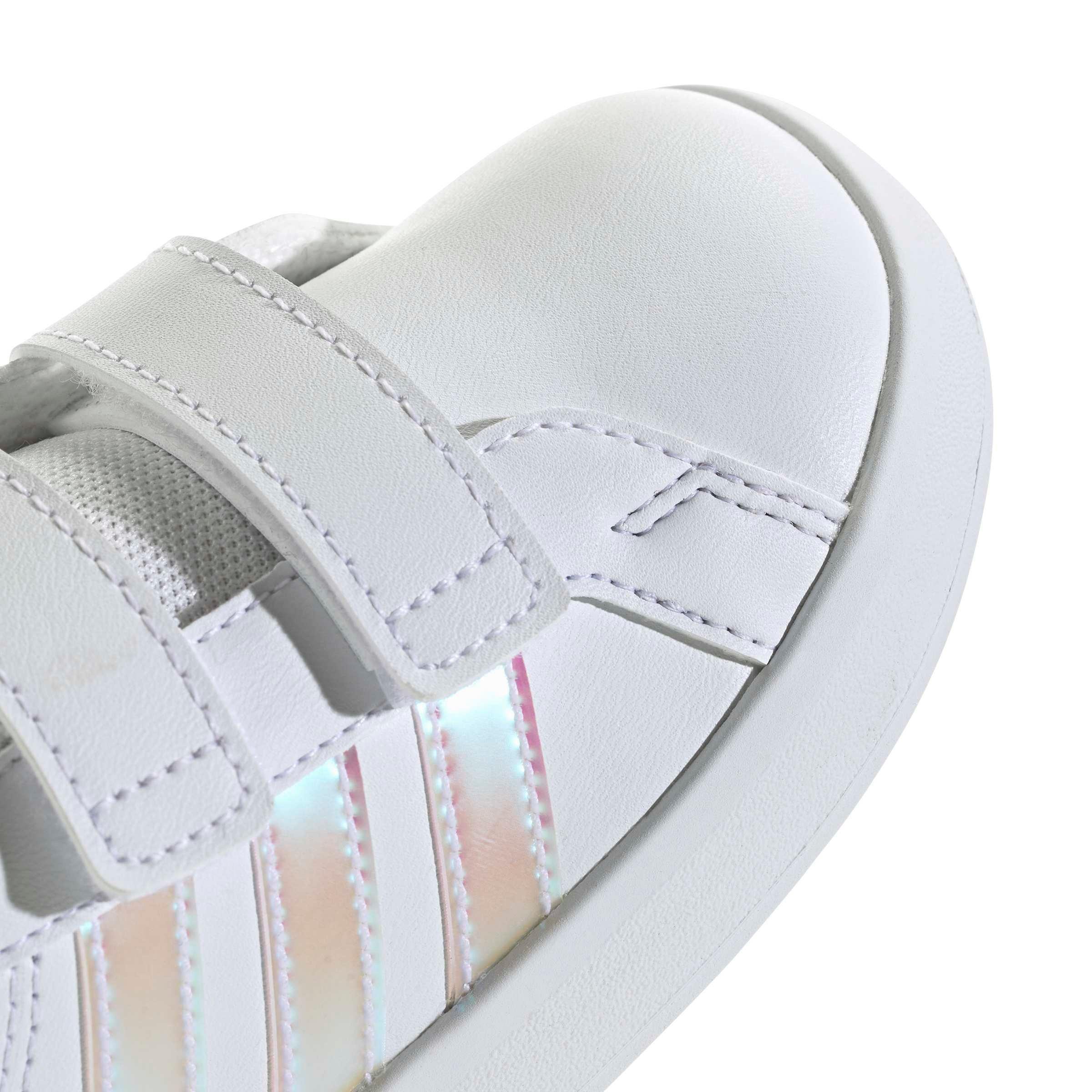 adidas Grand Court 3.0 "Ftwr White/Iridescent/Ftwr White" Infant Girls' Shoe - WHITE/IRIDESCENT/WHITE