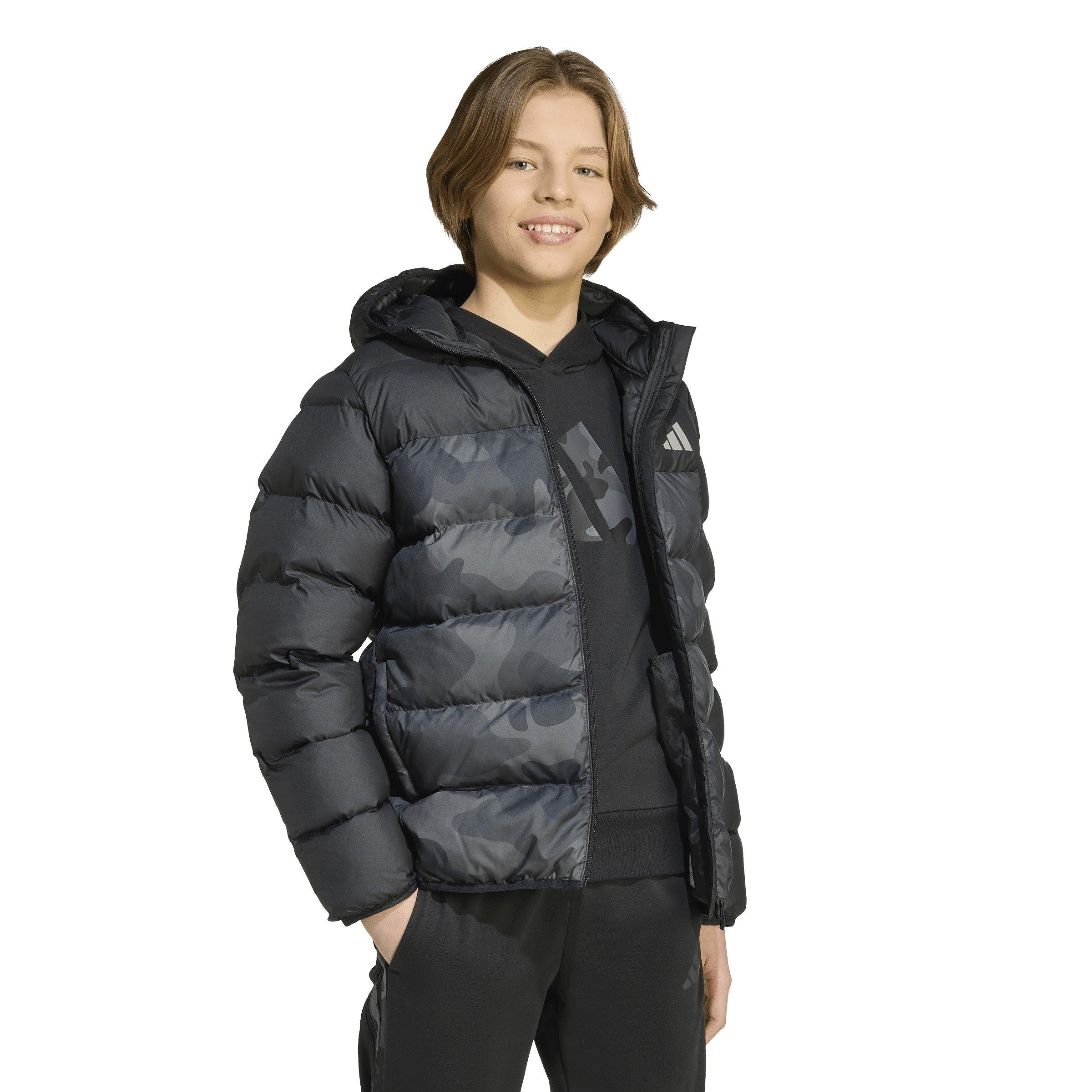 adidas Synthetic Down Allover Print Big Kids' Black Jacket