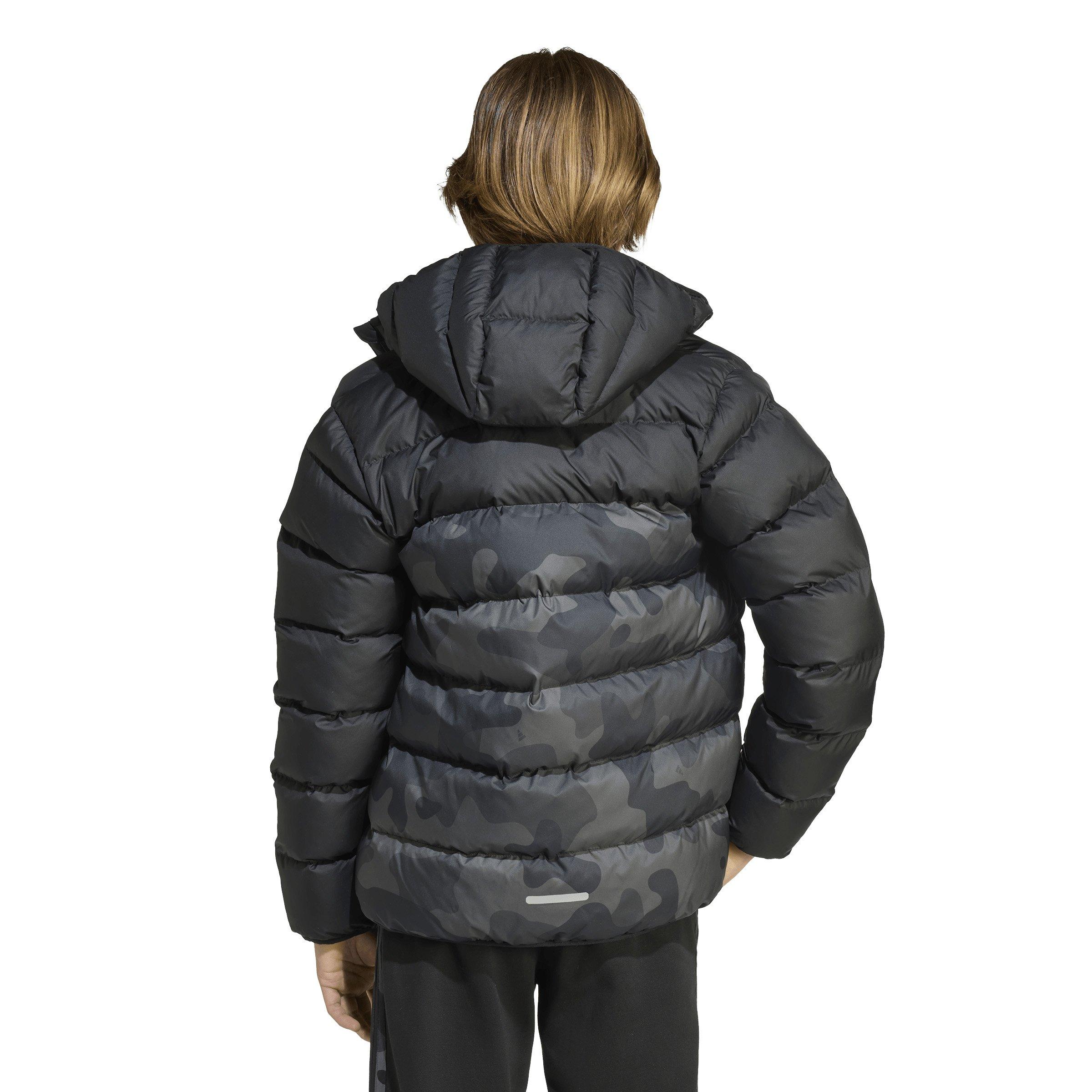 adidas Synthetic Down Allover Print Big Kids' Black Jacket