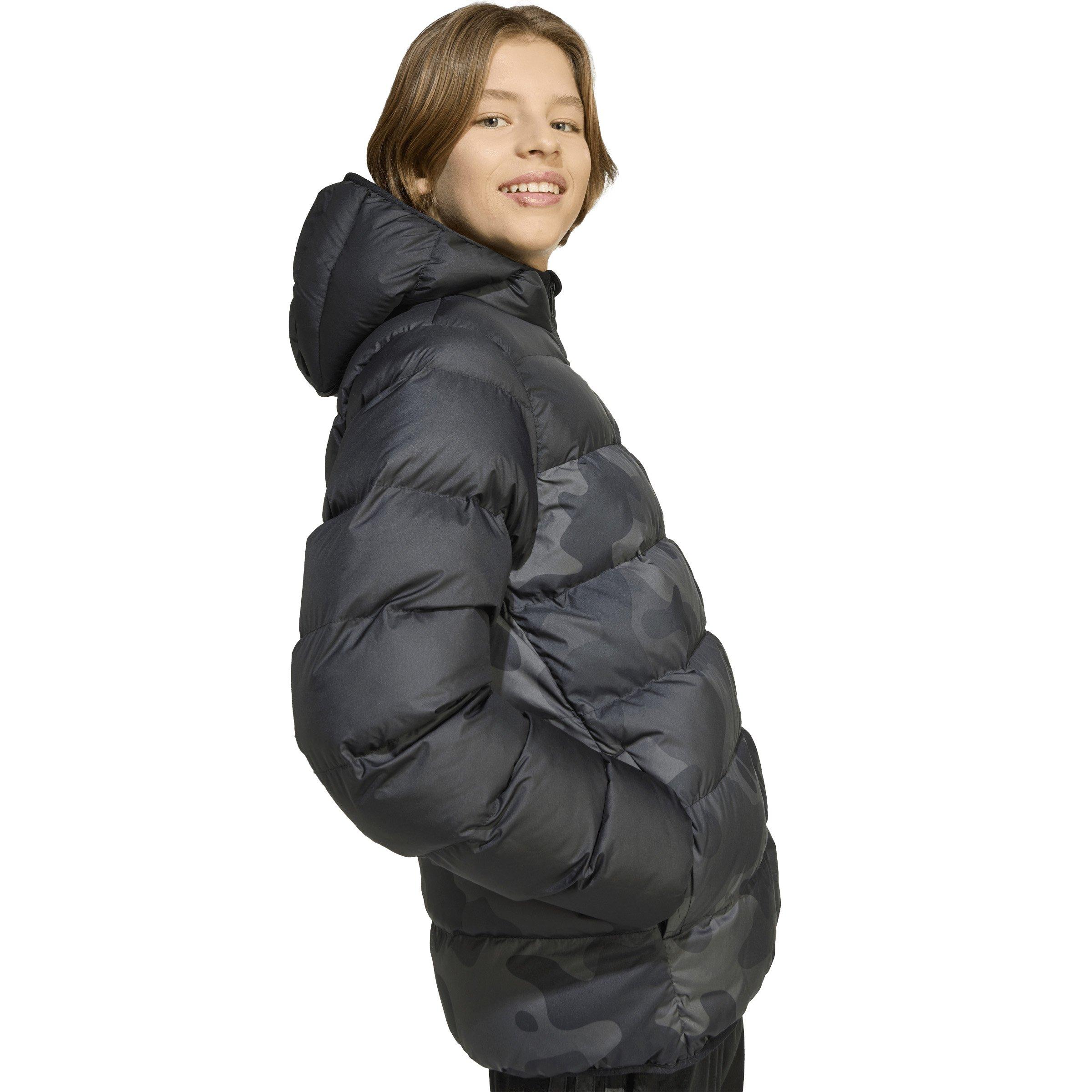 adidas Synthetic Down Allover Print Big Kids' Black Jacket