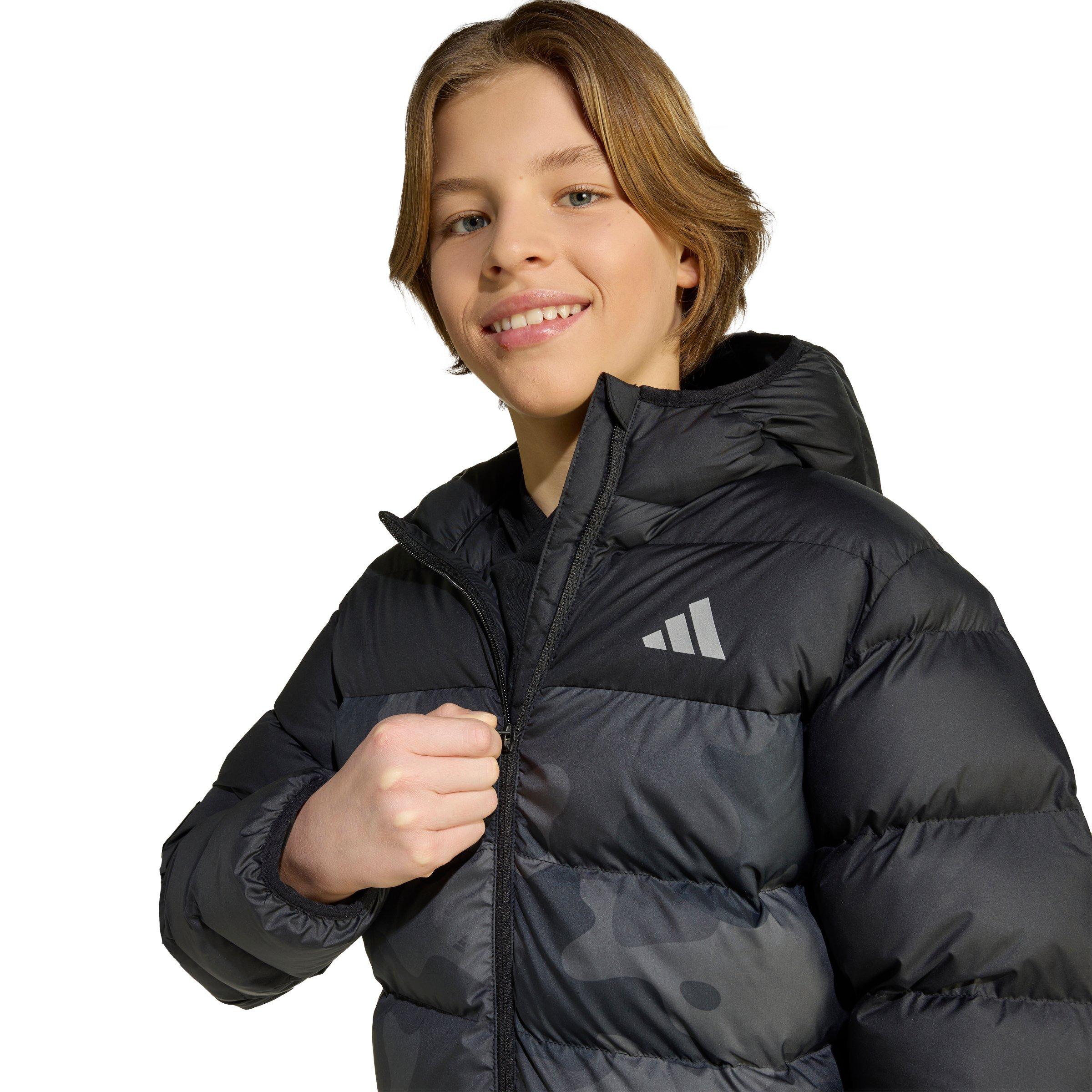 adidas Synthetic Down Allover Print Big Kids' Black Jacket