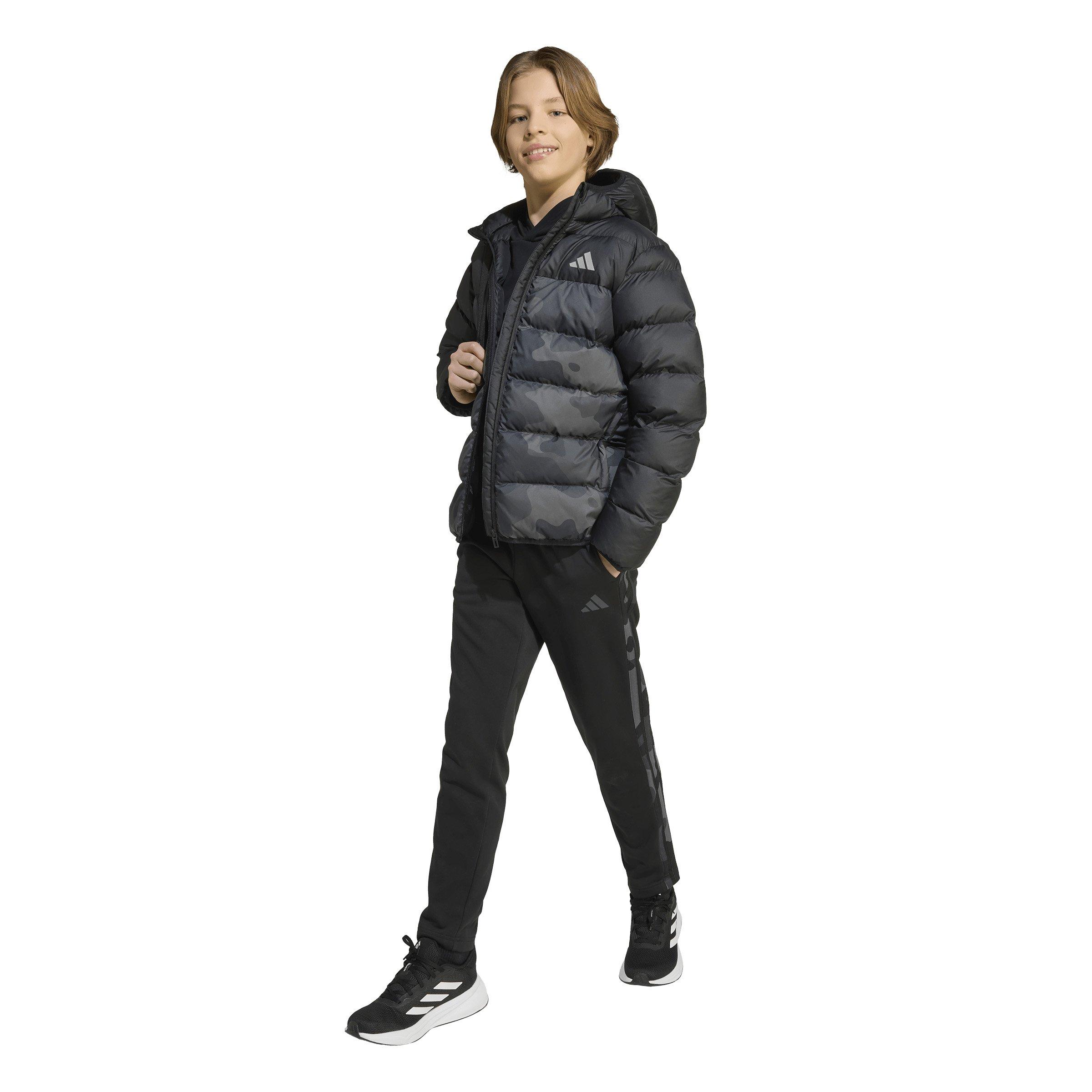 adidas Synthetic Down Allover Print Big Kids' Black Jacket