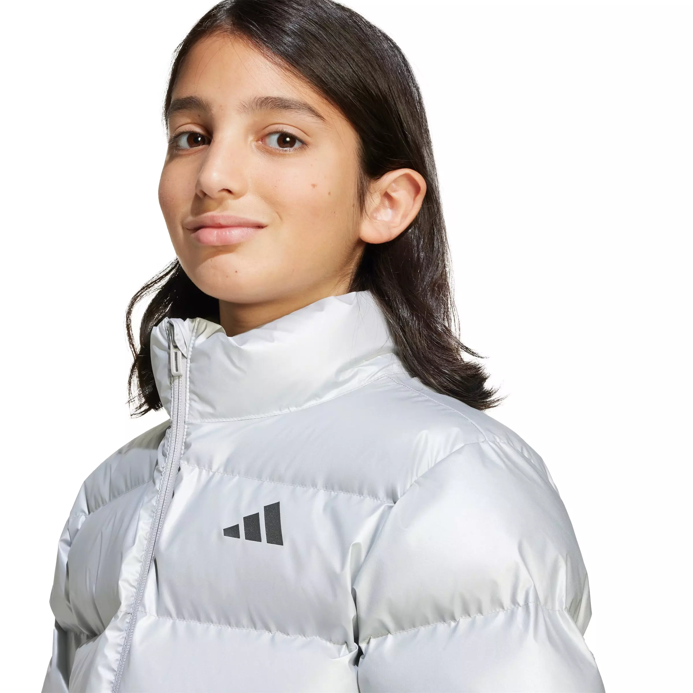 adidas Big Kids' Synthetic Down Glam Jacket - Silver - SILVER