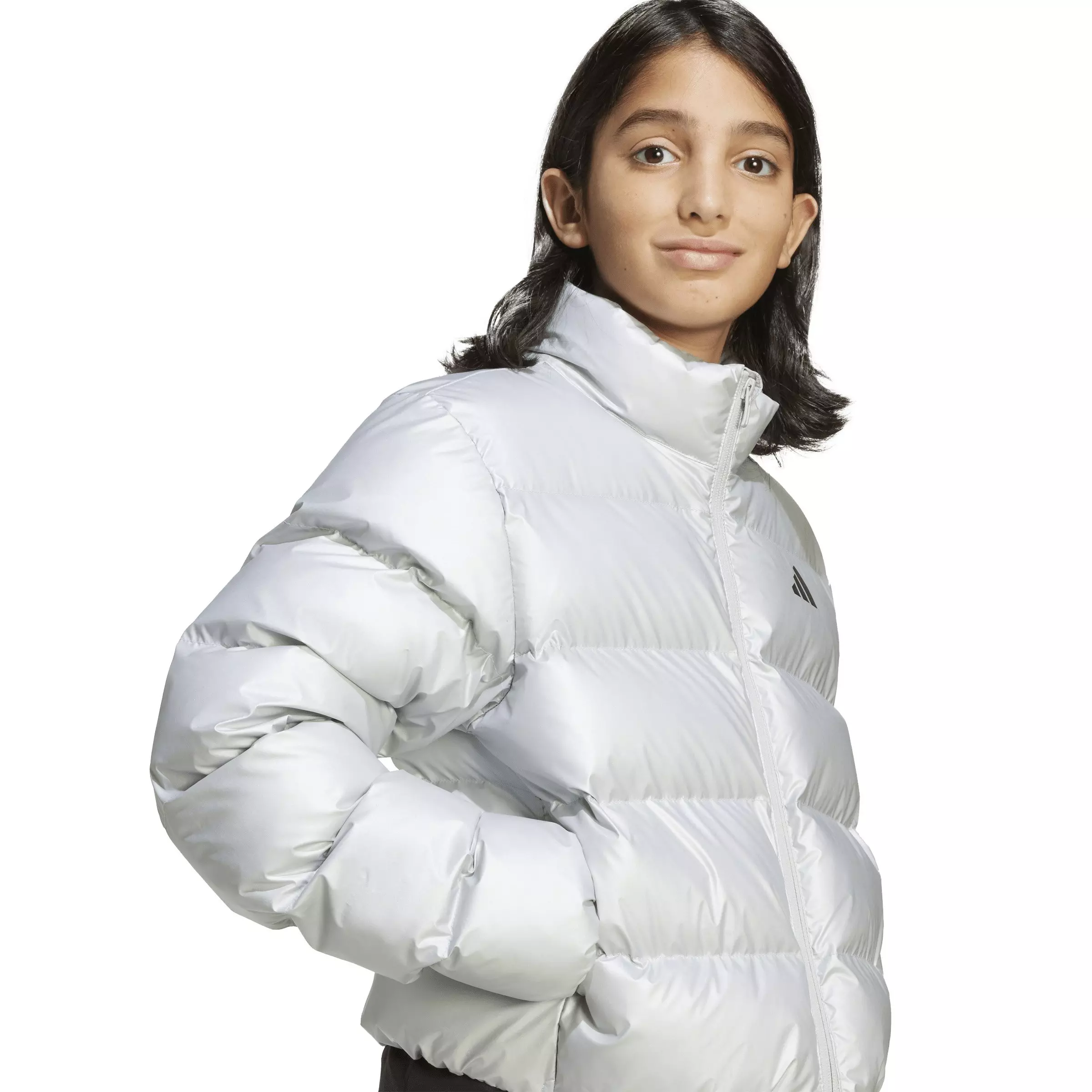 adidas Big Kids' Synthetic Down Glam Jacket - Silver - SILVER