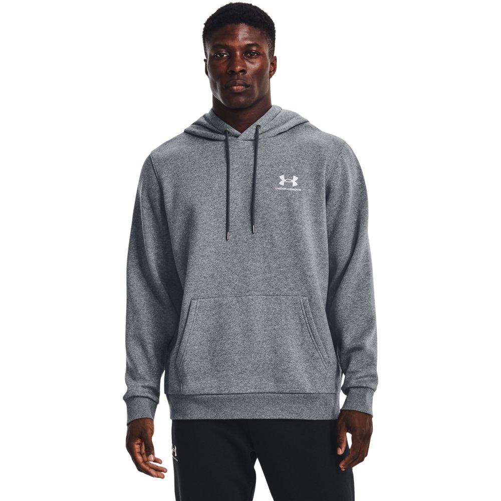 Under Armour Men's Essential Fleece Hoodie - GREY/WHITE Thumbnail View 1