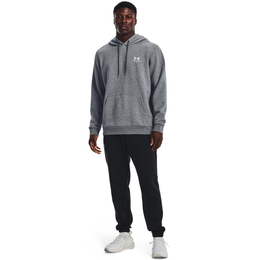 Under Armour Men's Essential Fleece Hoodie - GREY/WHITE Thumbnail View 3