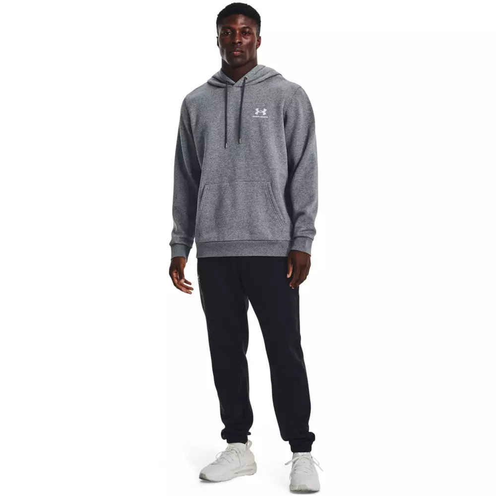 Under Armour Men's Essential Fleece Hoodie - GREY/WHITE