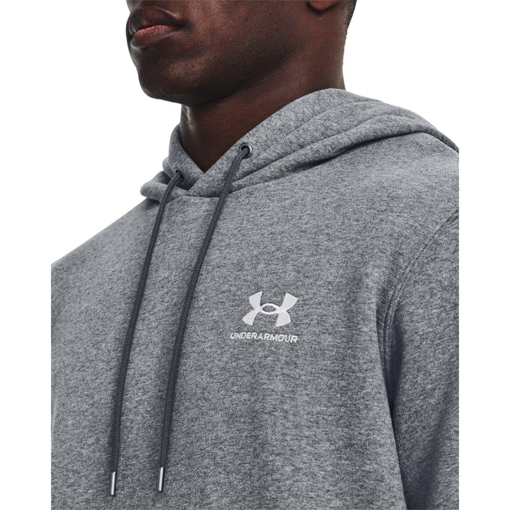 Under Armour Men's Essential Fleece Hoodie - GREY/WHITE Thumbnail View 4