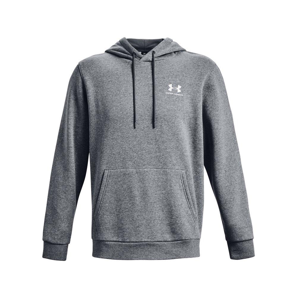 Under Armour Men's Essential Fleece Hoodie - GREY/WHITE Thumbnail View 5