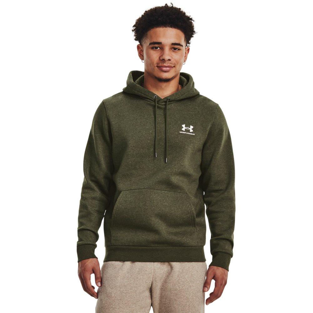 Under Armour Men's Essential Fleece Hoodie - GREEN/WHITE Thumbnail View 1