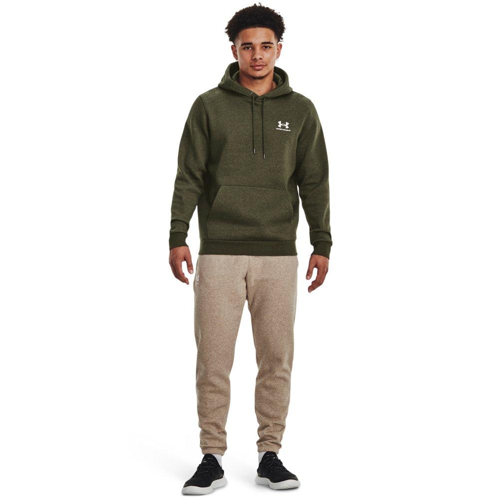Under Armour Men's Essential Fleece Hoodie - GREEN/WHITE Thumbnail View 3