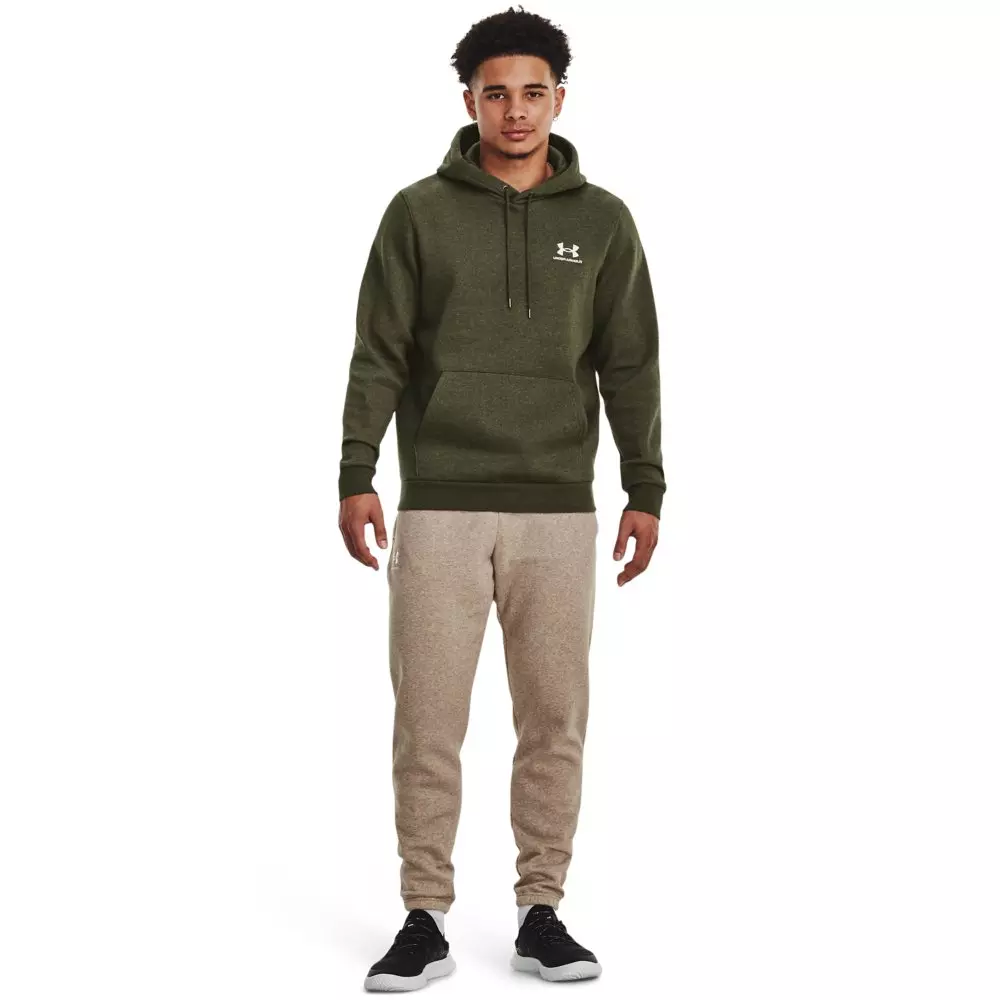 Under Armour Men's Essential Fleece Hoodie - GREEN/WHITE