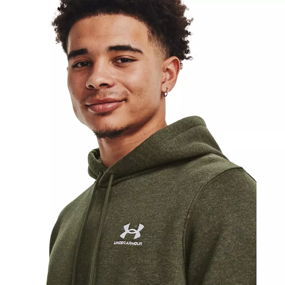 Under Armour Men's Essential Fleece Hoodie - GREEN/WHITE