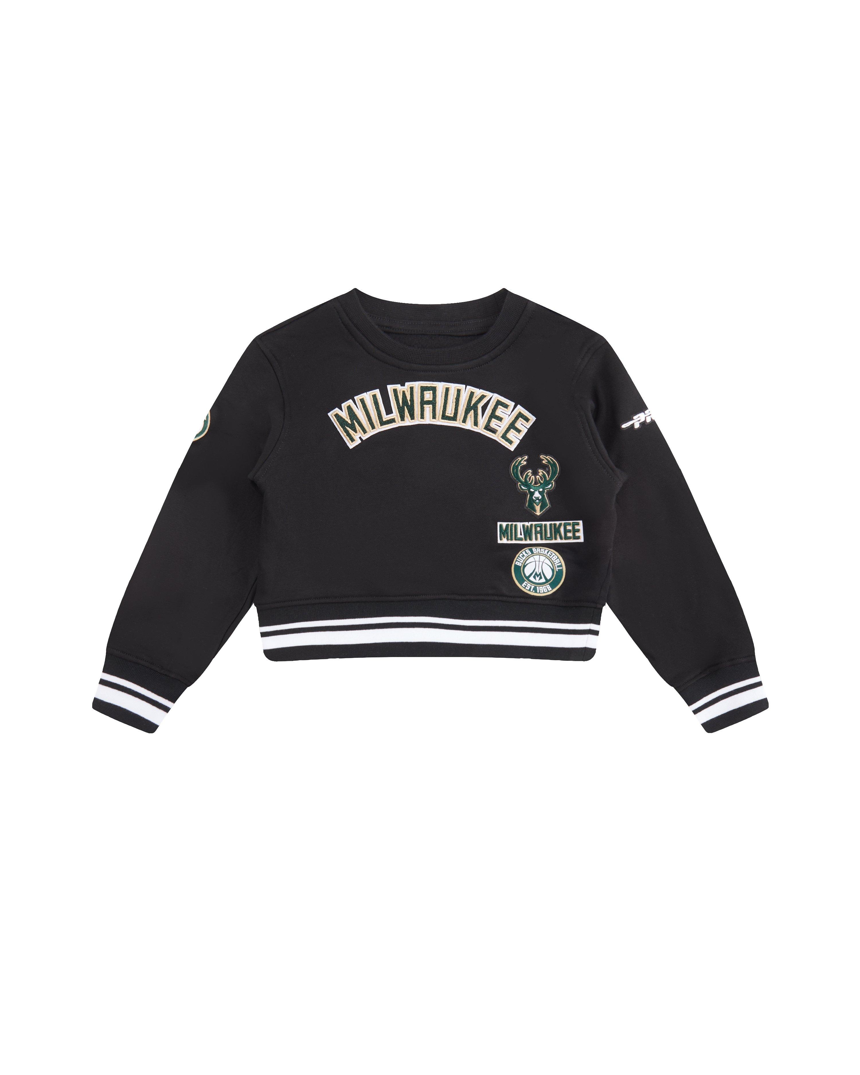 Pro Standard Toddler Girls' NBA Milwaukee Bucks Retro Classic Rib Fleece Sweatshirt -Black - BLACK Thumbnail View 1