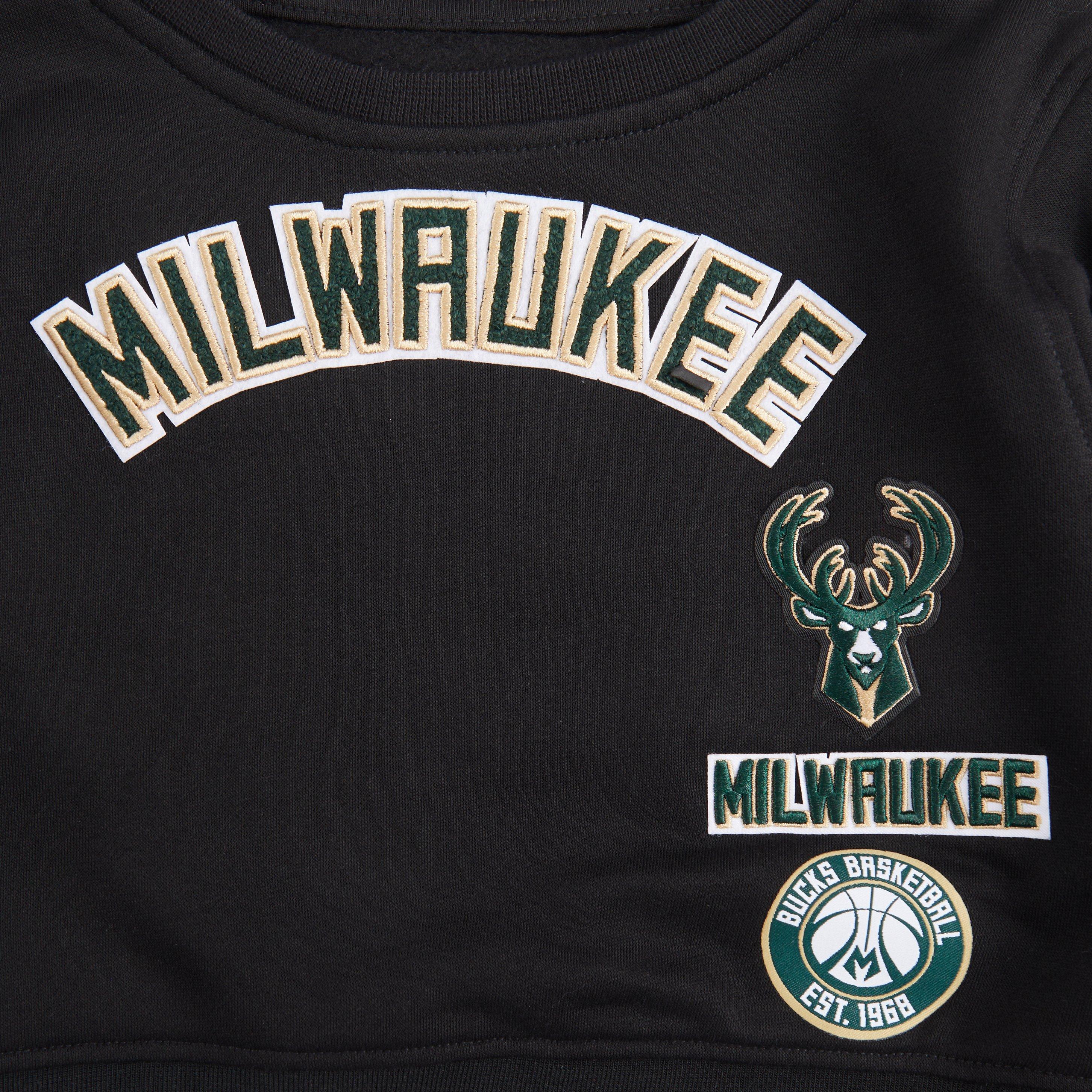 Pro Standard Toddler Girls' NBA Milwaukee Bucks Retro Classic Rib Fleece Sweatshirt -Black - BLACK Thumbnail View 3