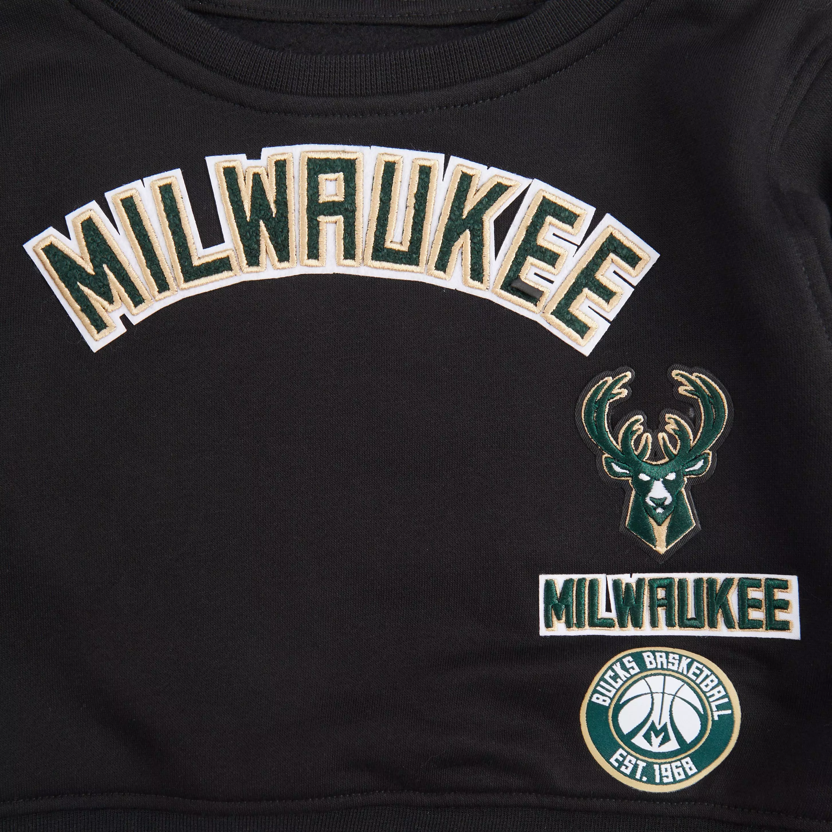 Pro Standard Toddler Girls' NBA Milwaukee Bucks Retro Classic Rib Fleece Sweatshirt -Black - BLACK