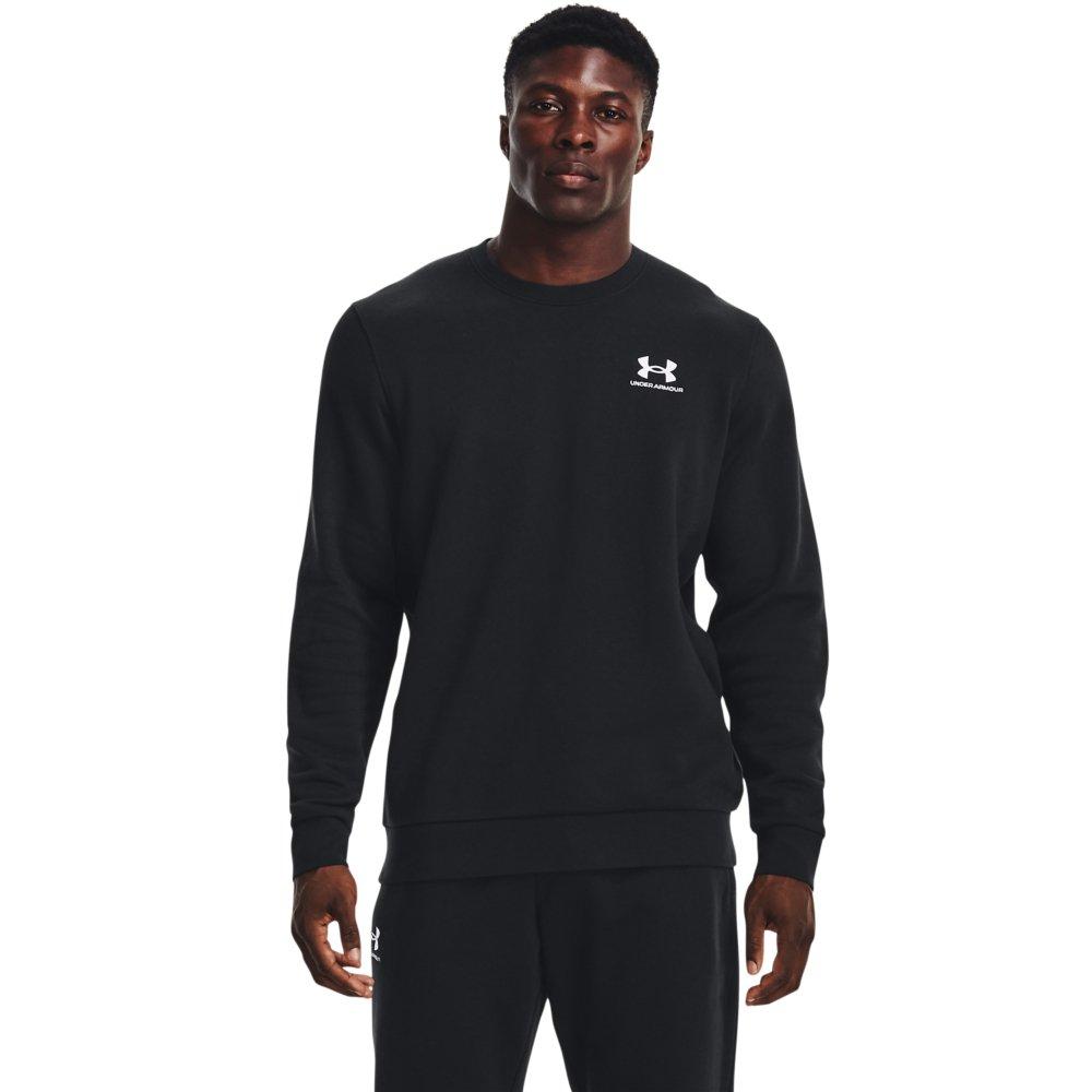 Under Armour Men's Essential Fleece Crew Sweatshirt - BLACK/WHITE Thumbnail View 1