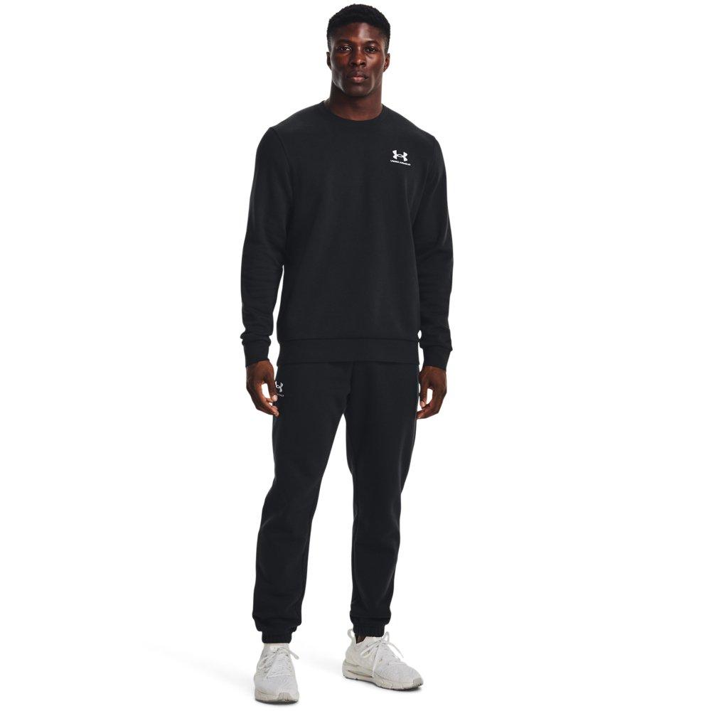 Under Armour Men's Essential Fleece Crew Sweatshirt - BLACK/WHITE Thumbnail View 4