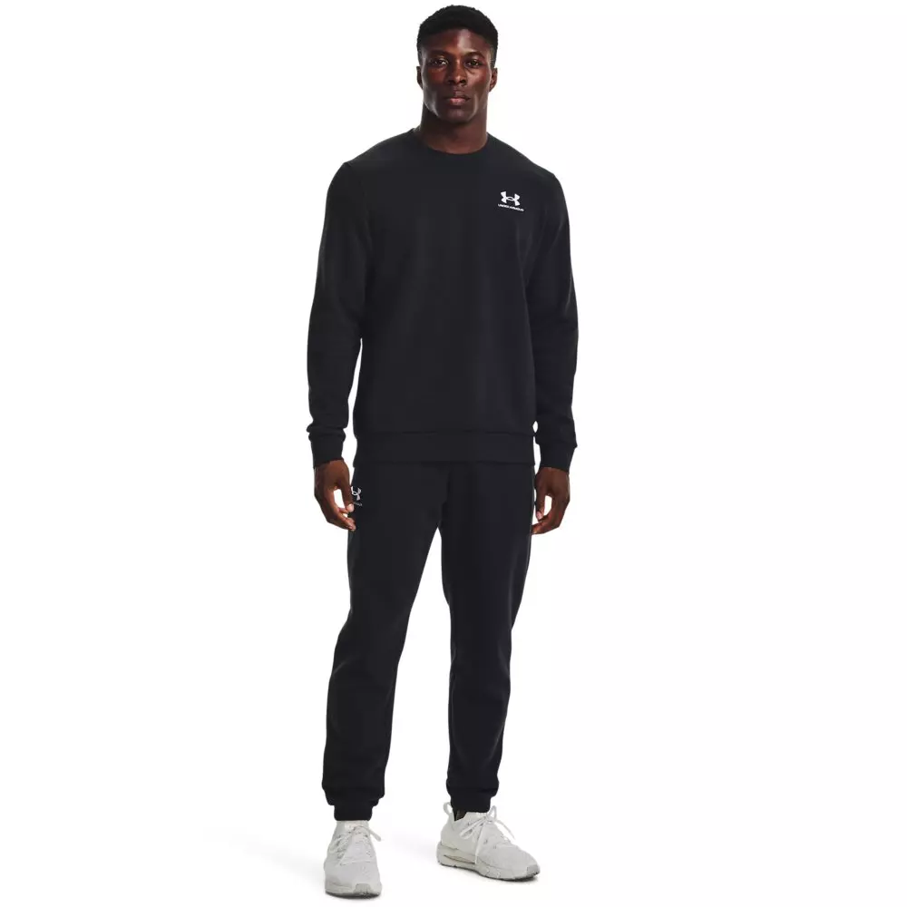 Under Armour Men's Essential Fleece Crew Sweatshirt - BLACK/WHITE