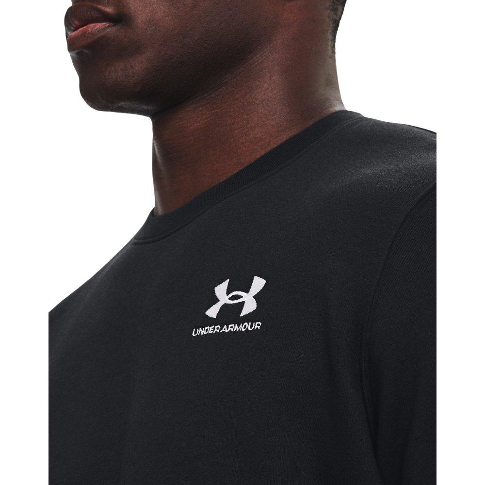 Under Armour Men's Essential Fleece Crew Sweatshirt - BLACK/WHITE Thumbnail View 3